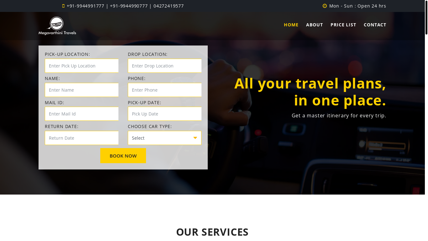 website screenshot of https://salemvantempotravellerrental.com/
