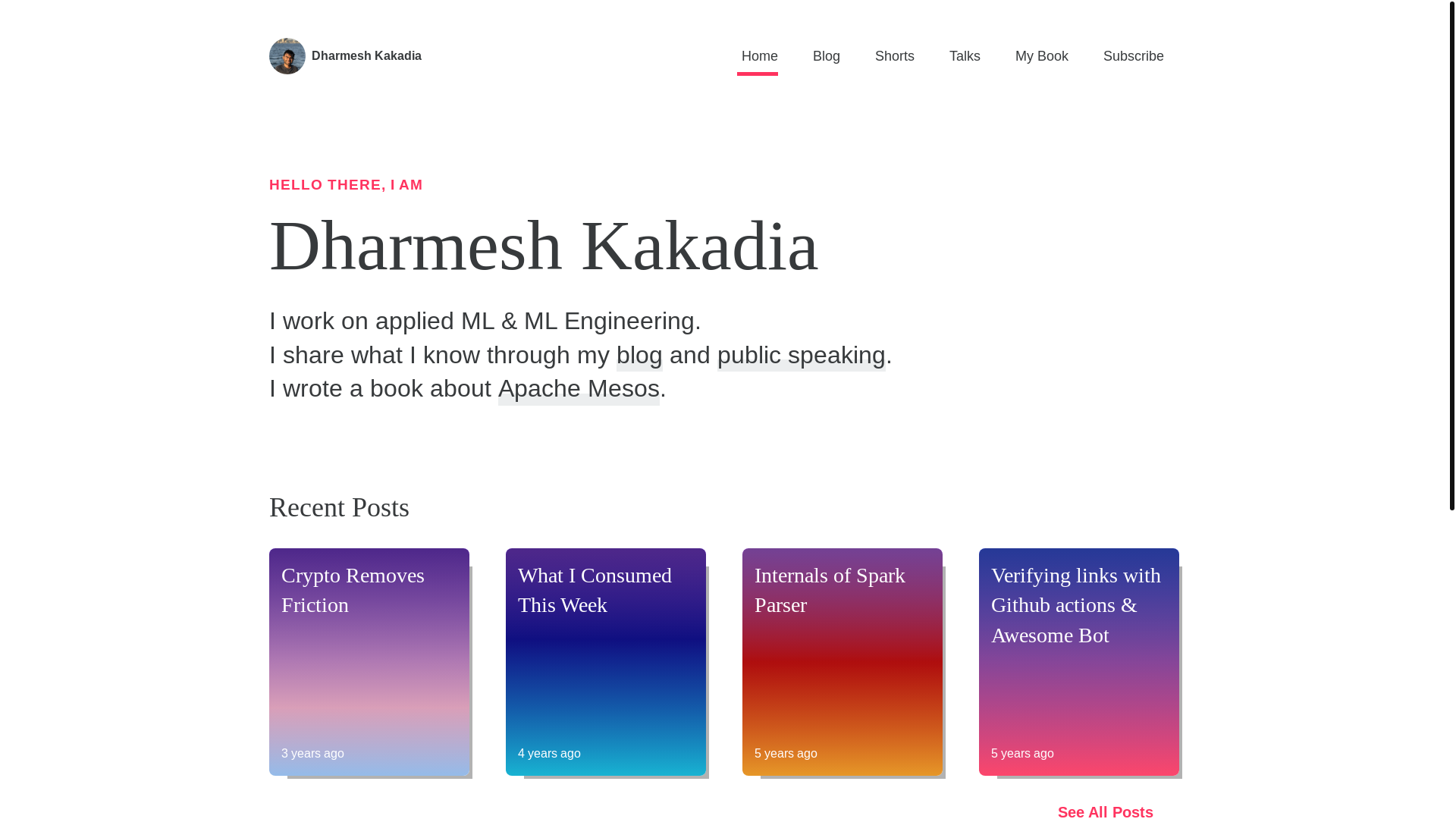 website screenshot of https://dharmeshkakadia.pages.dev/