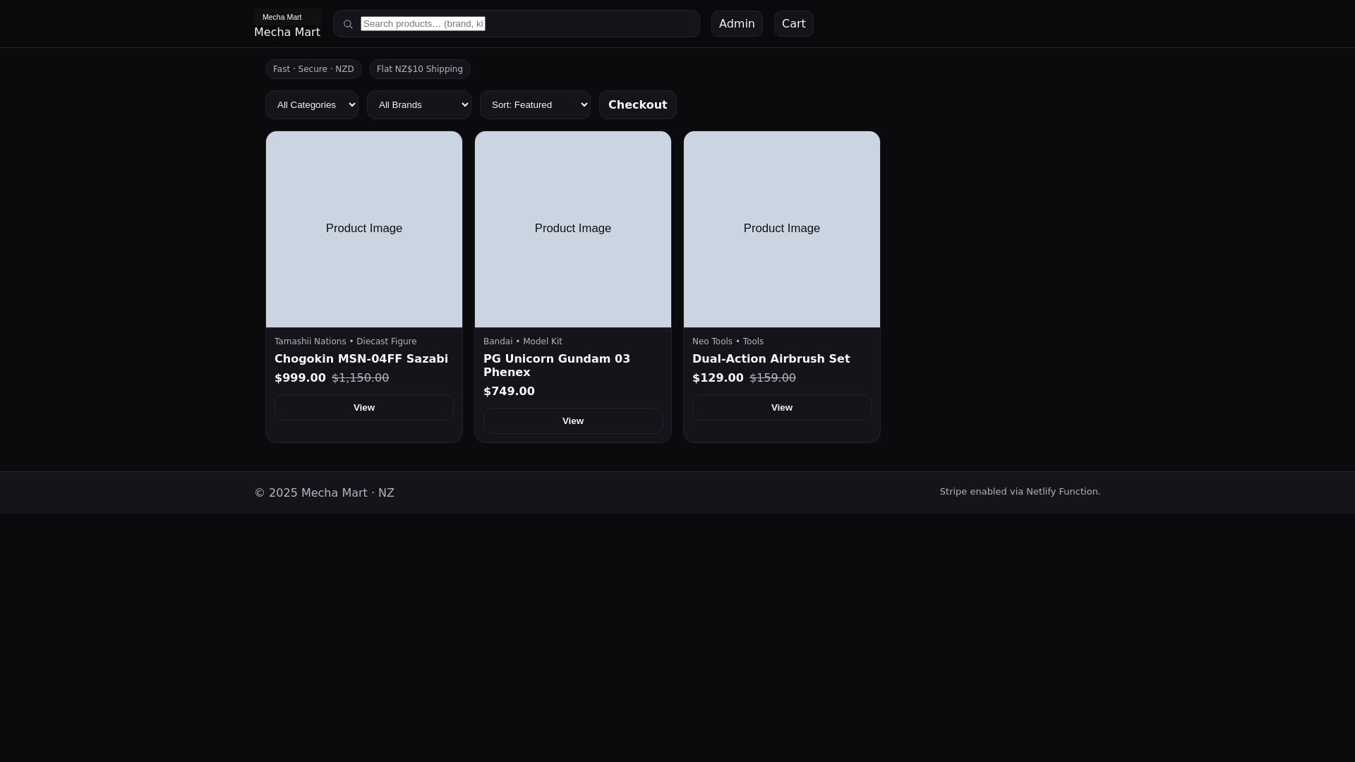 website screenshot of https://mechamart.co.nz/