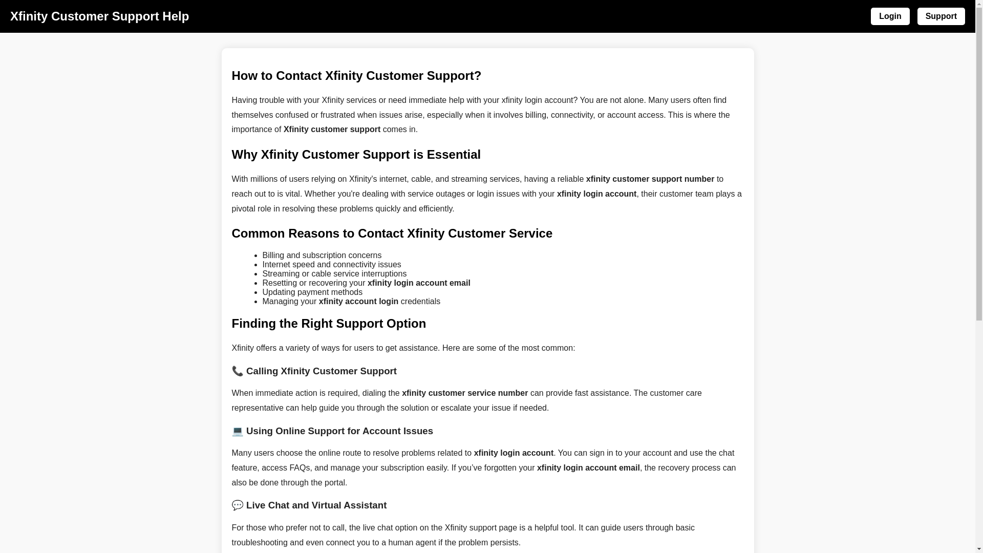 website screenshot of https://xfinity-support.pages.dev/