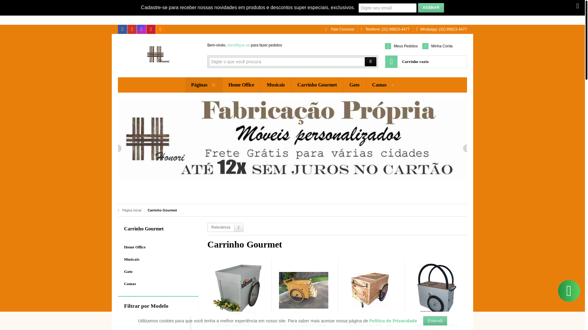 website screenshot of https://gourmetcarrinho.com.br/
