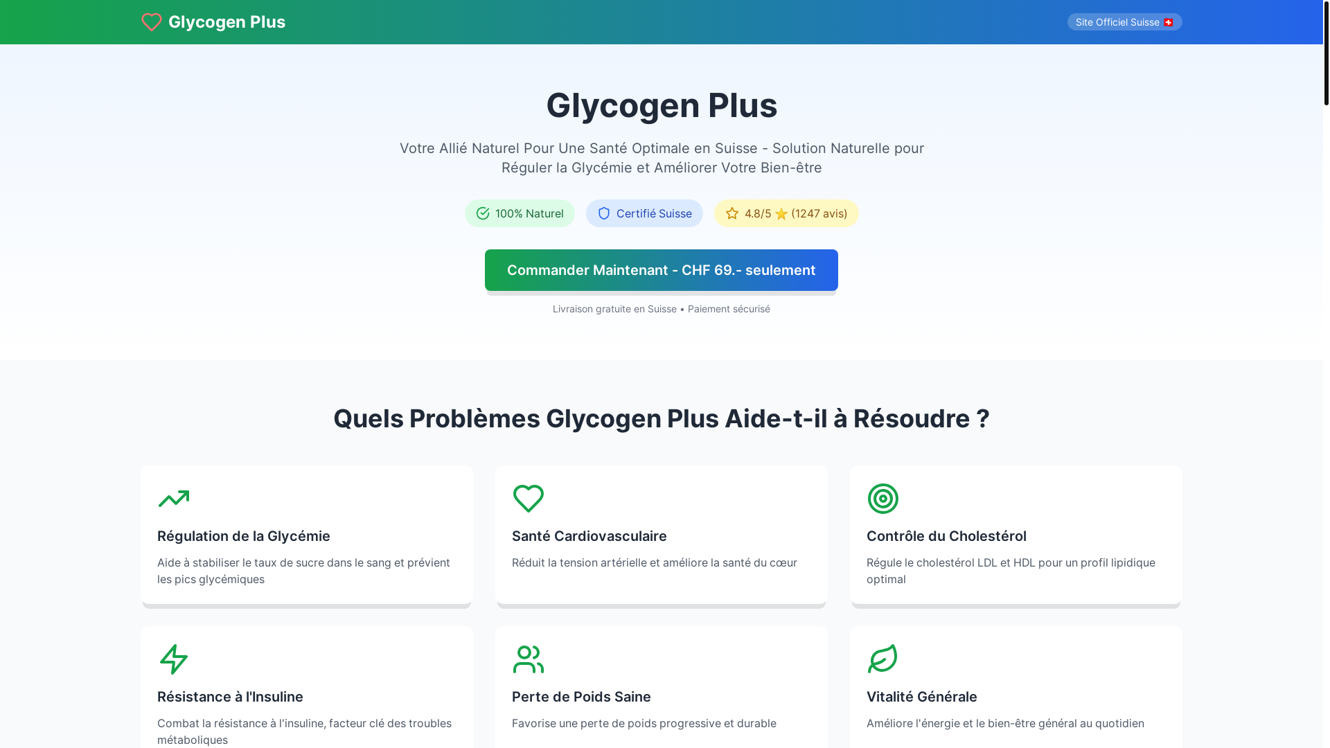 website screenshot of https://glycogen-plus.ch/