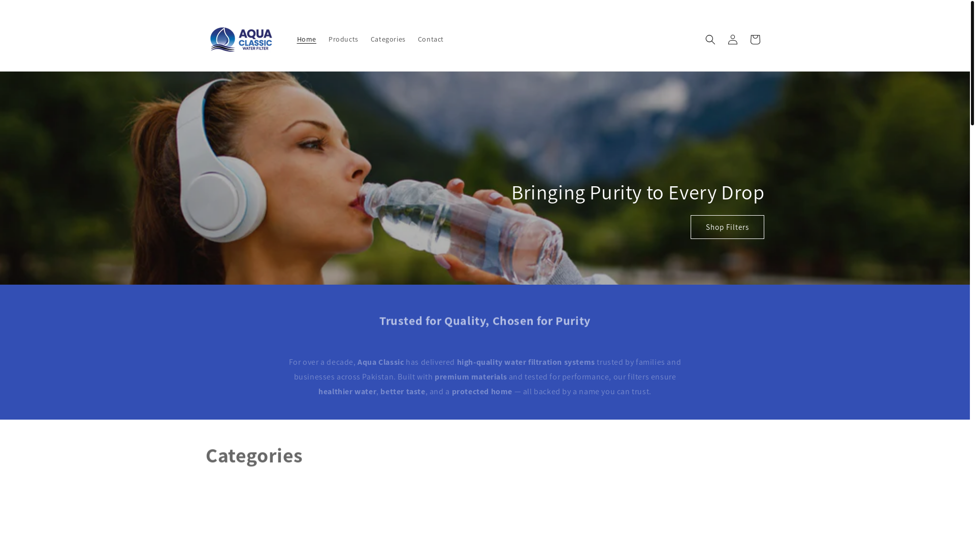 website screenshot of https://aquaclassic.pk/