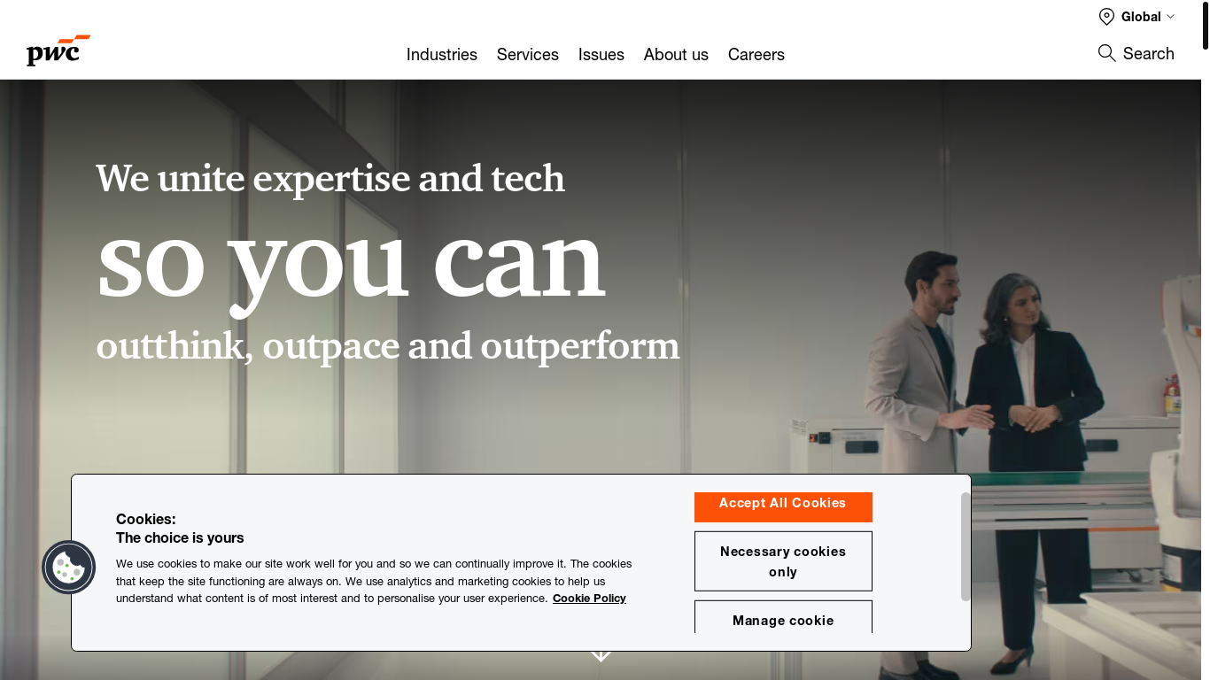 website screenshot of https://www.pwc.com/
