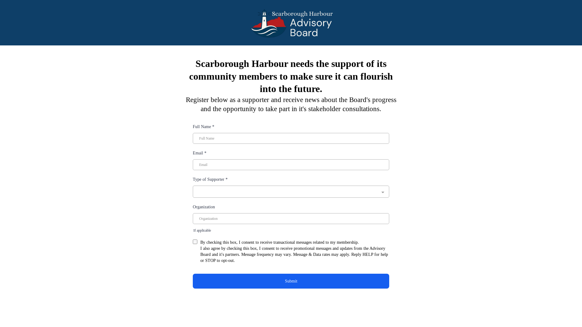 website screenshot of https://scarboroughharbour.co.uk/