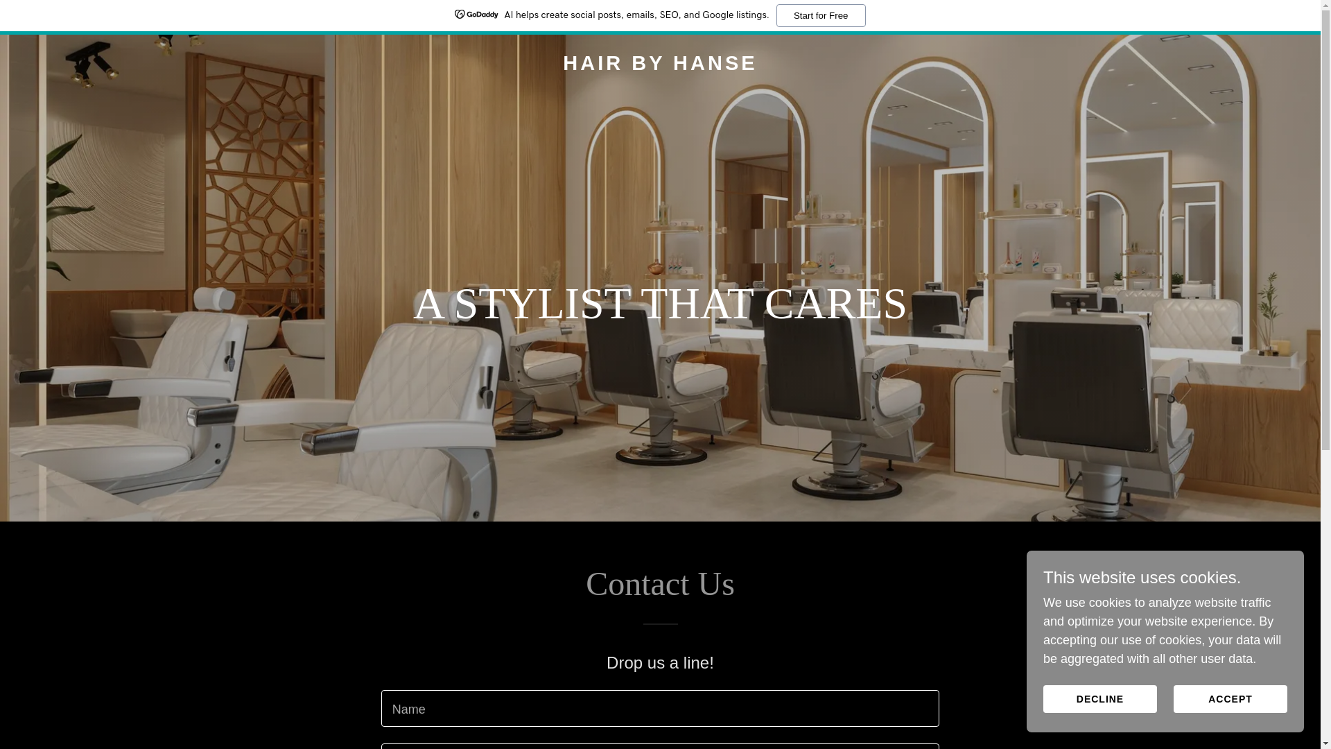 website screenshot of https://hairbyhanse.co.uk/