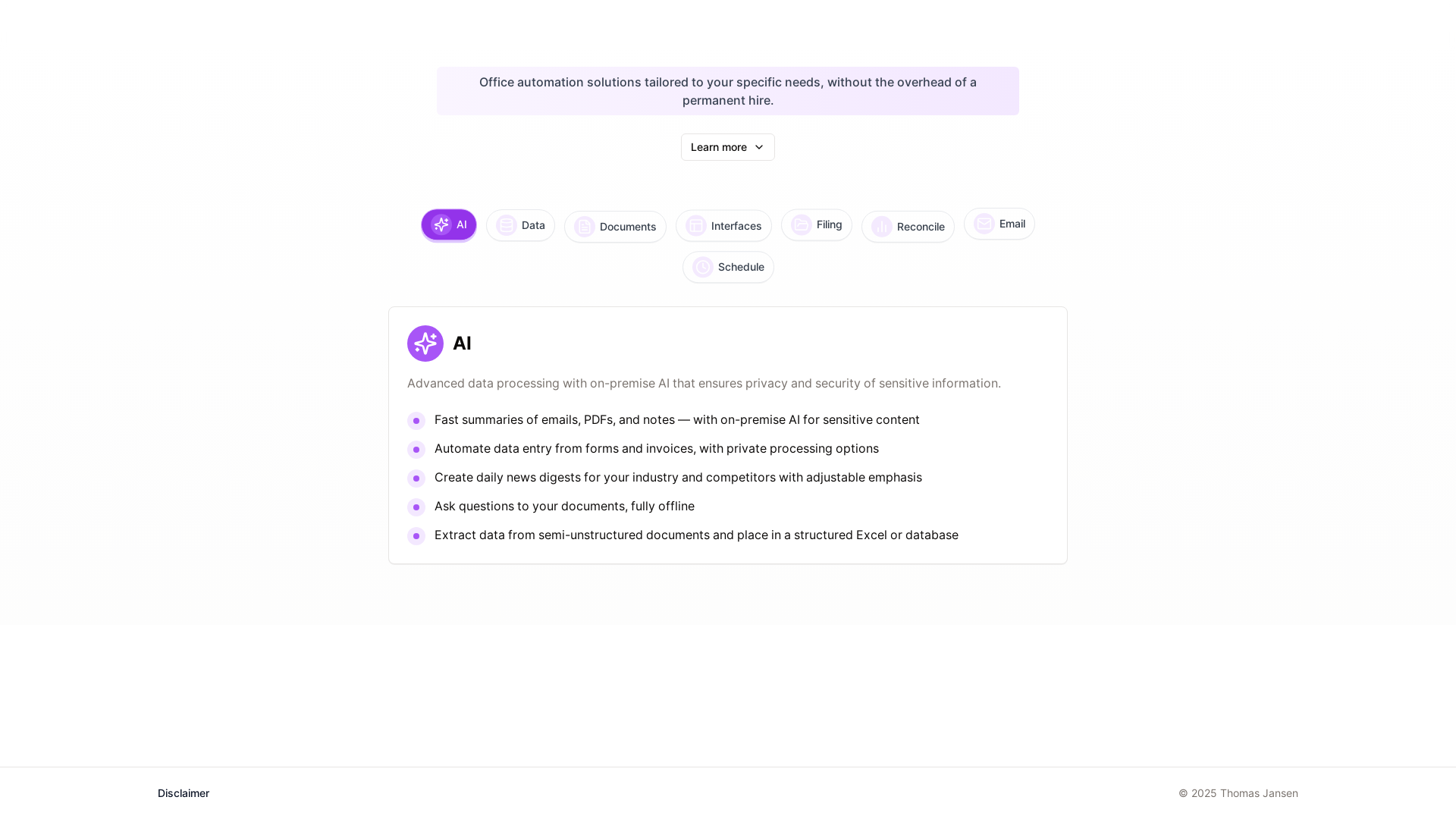 website screenshot of https://officerobotics.ai/