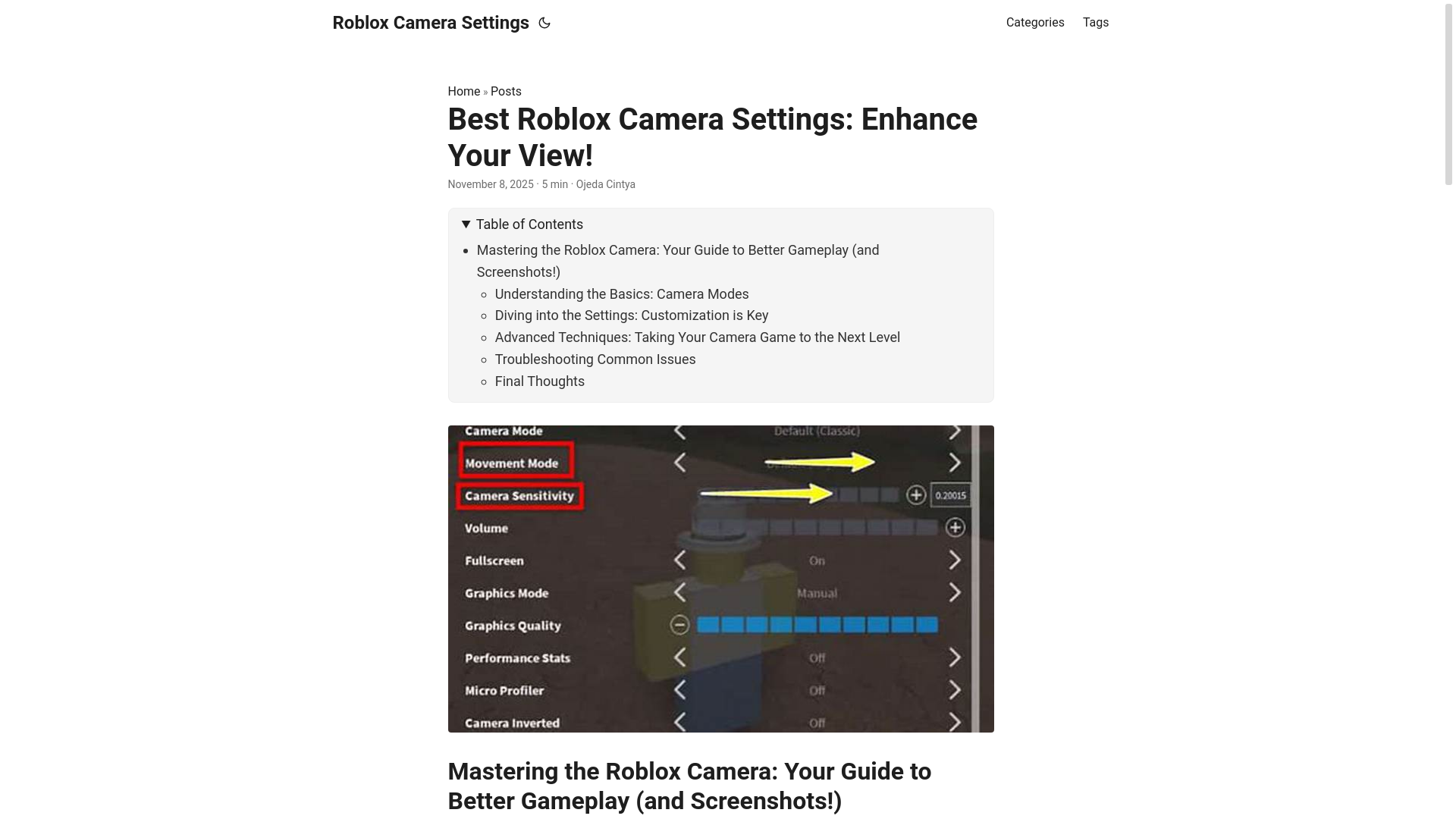 website screenshot of https://roblox-camera-settings.pages.dev/