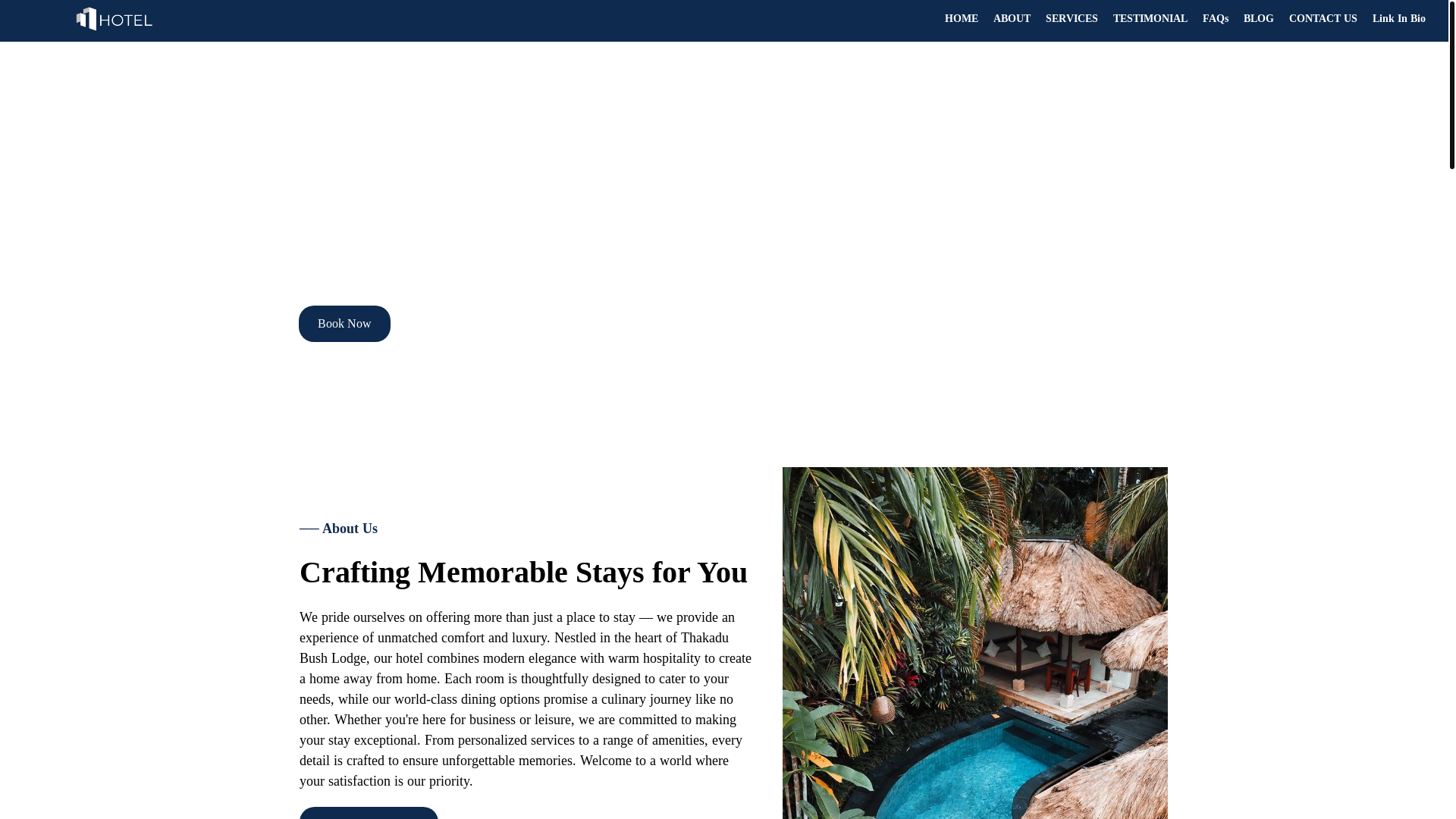 website screenshot of https://thakadubushlodge.com/