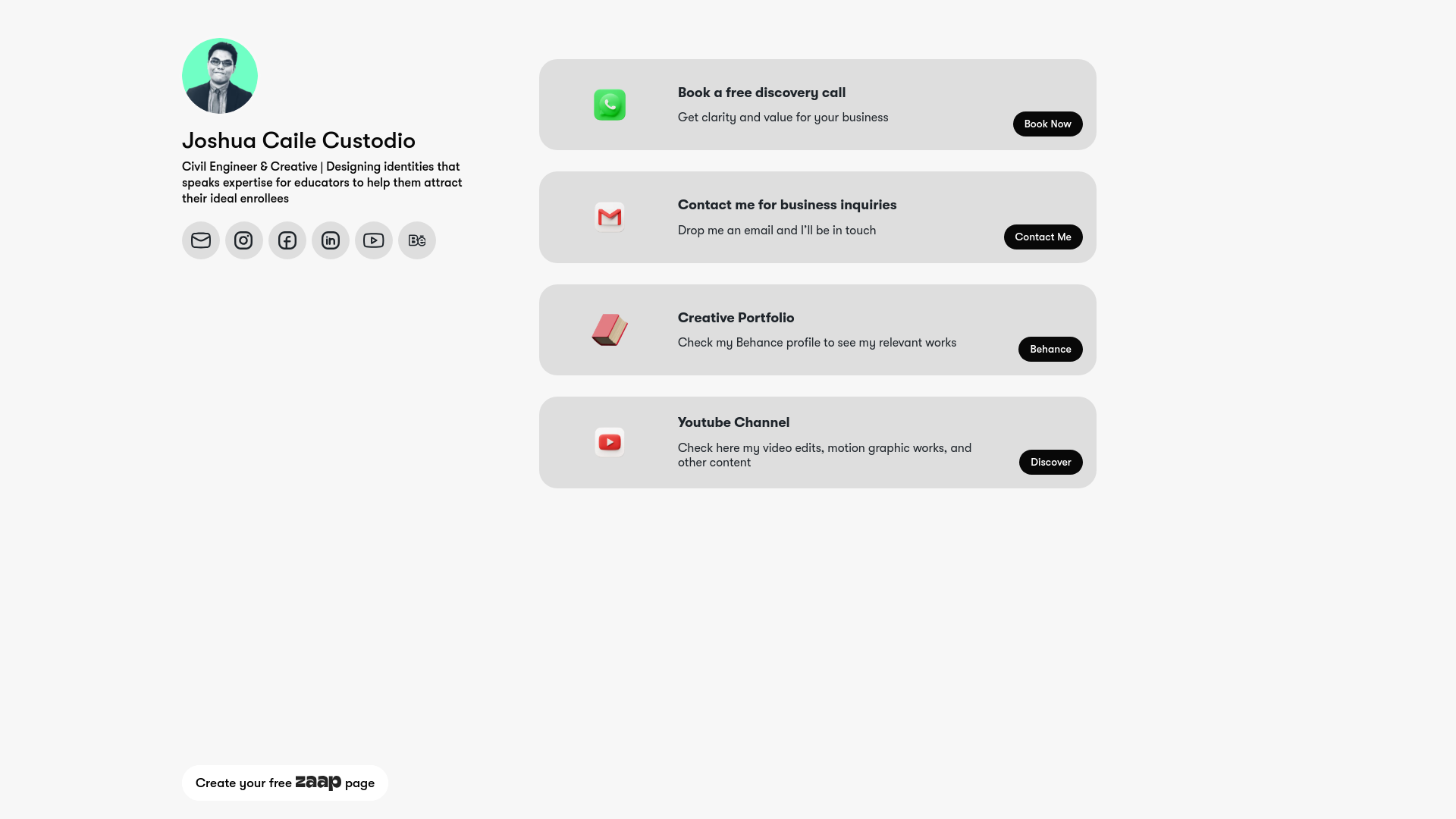website screenshot of https://zaap.bio/esperine
