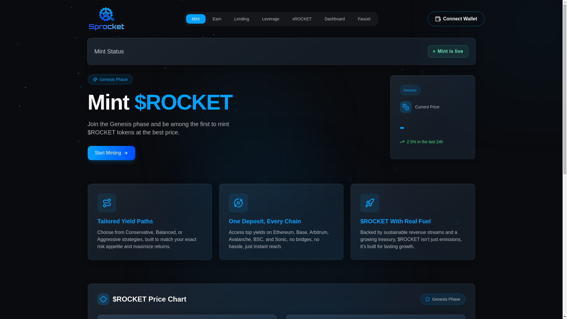 website screenshot of https://sprocketfi.xyz/