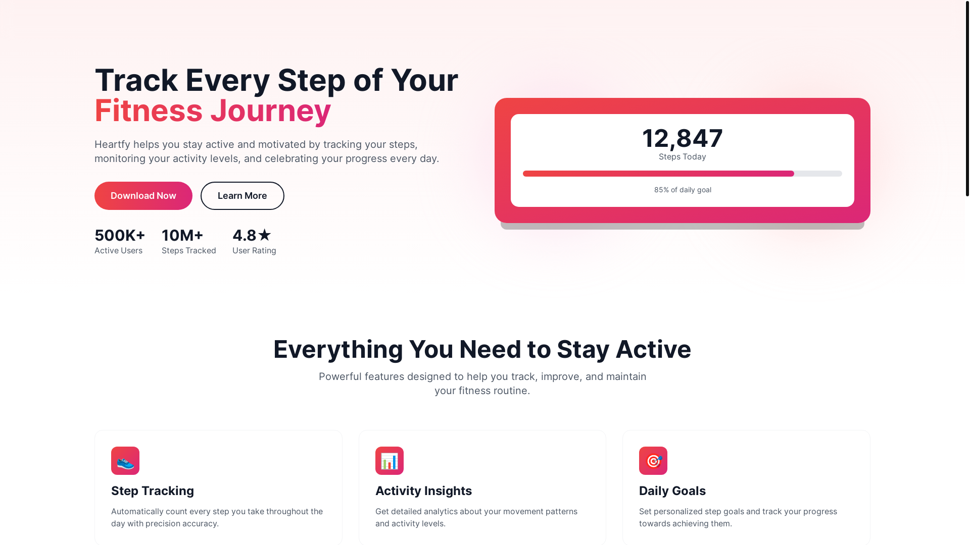 website screenshot of https://heartfyapp.app/