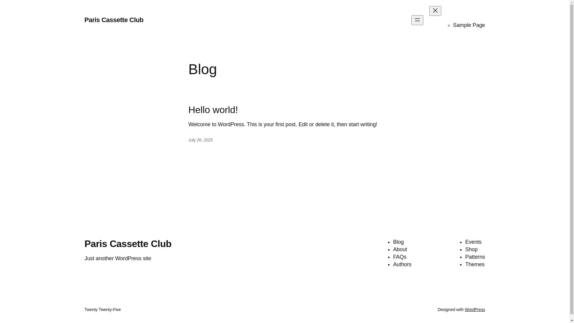 website screenshot of https://pariscassette.club/