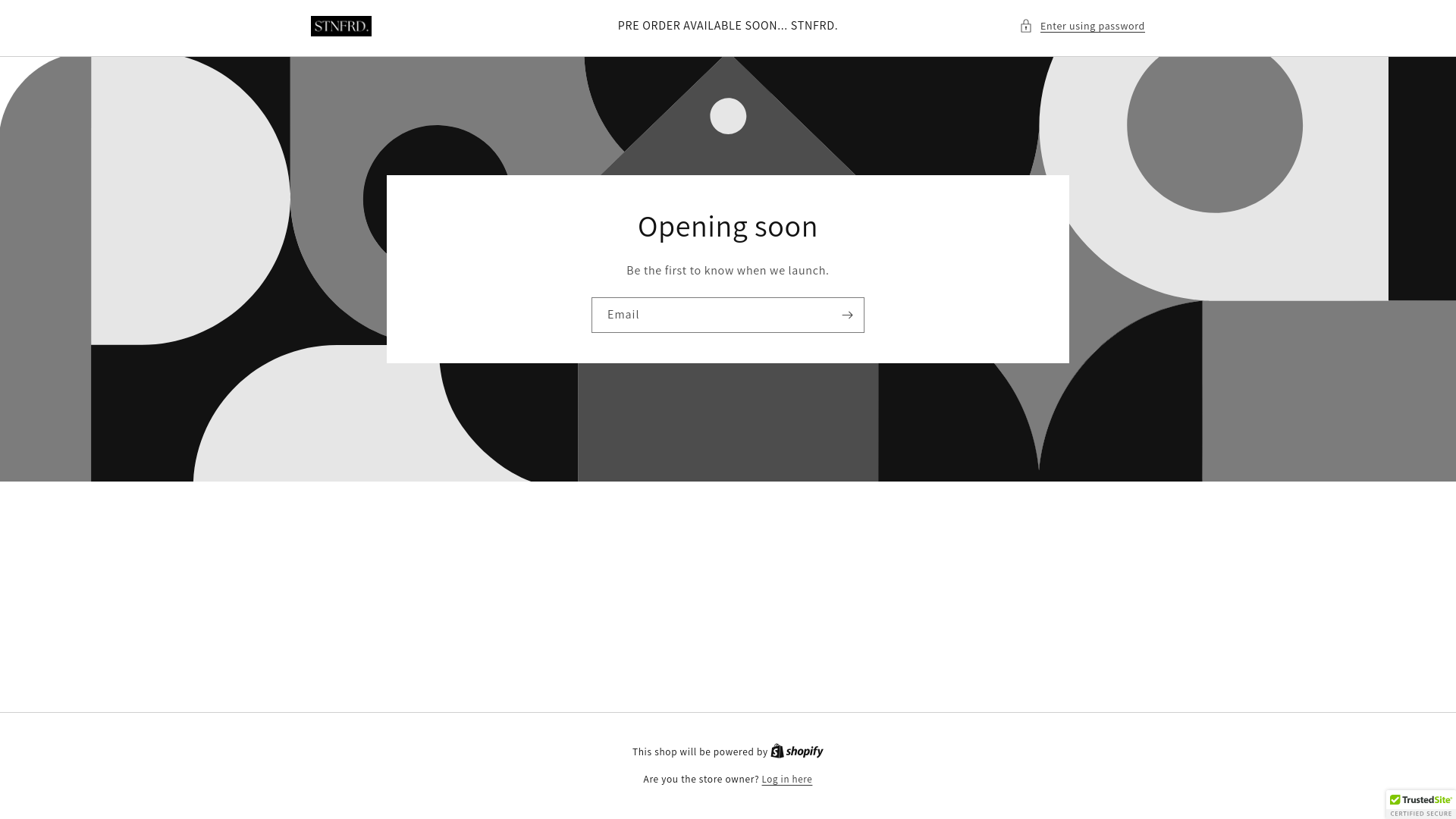 website screenshot of https://stnfrdclothing.com/