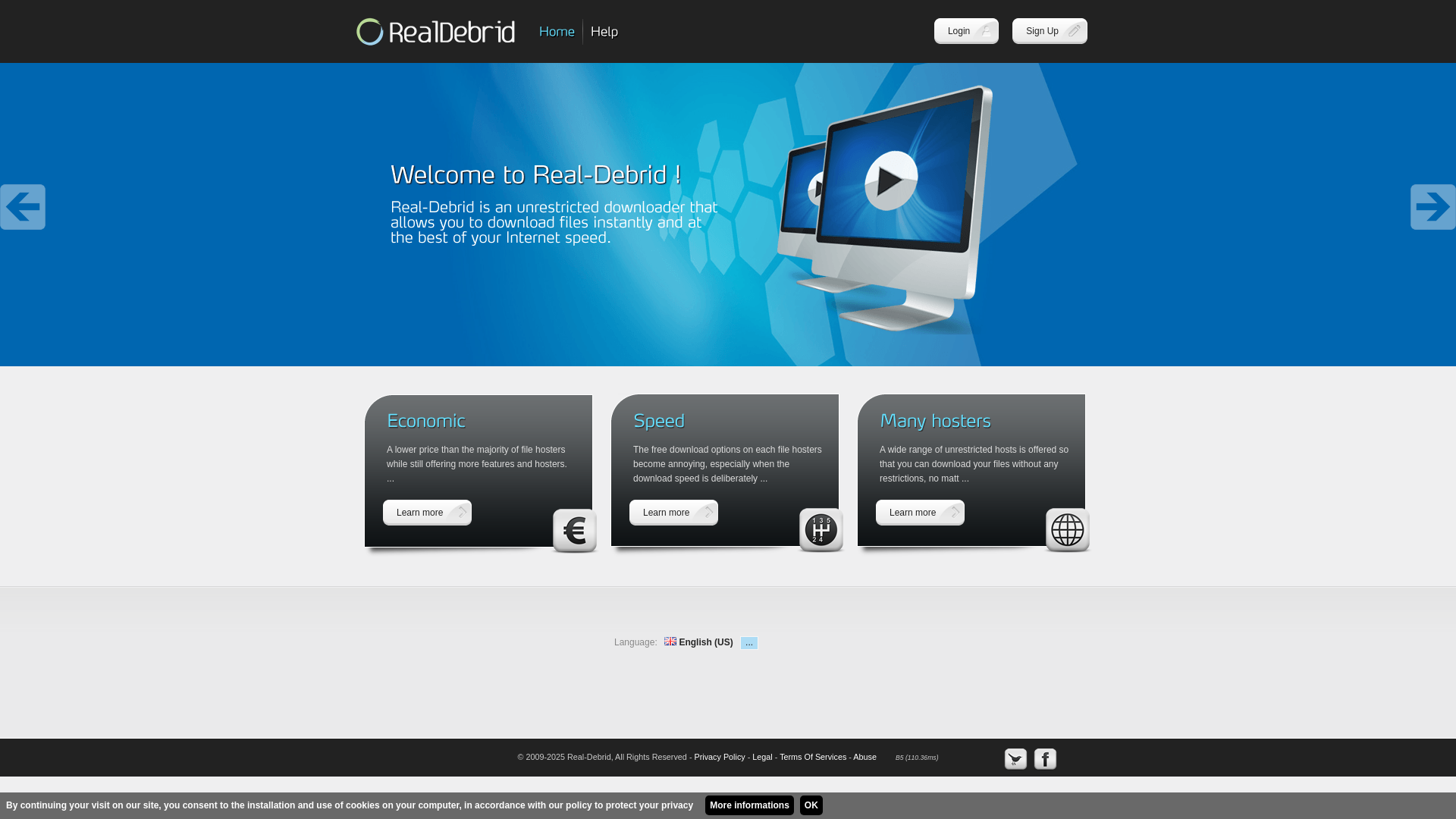 website screenshot of https://real-debrid.com/