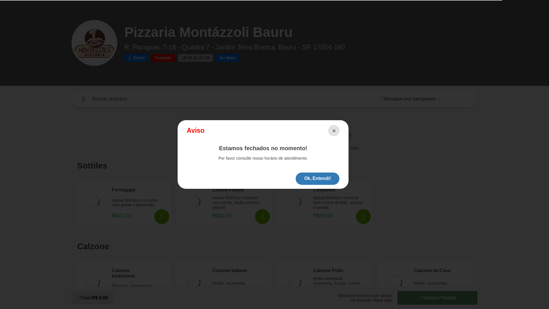website screenshot of https://pizzariamontazzoli.com.br/