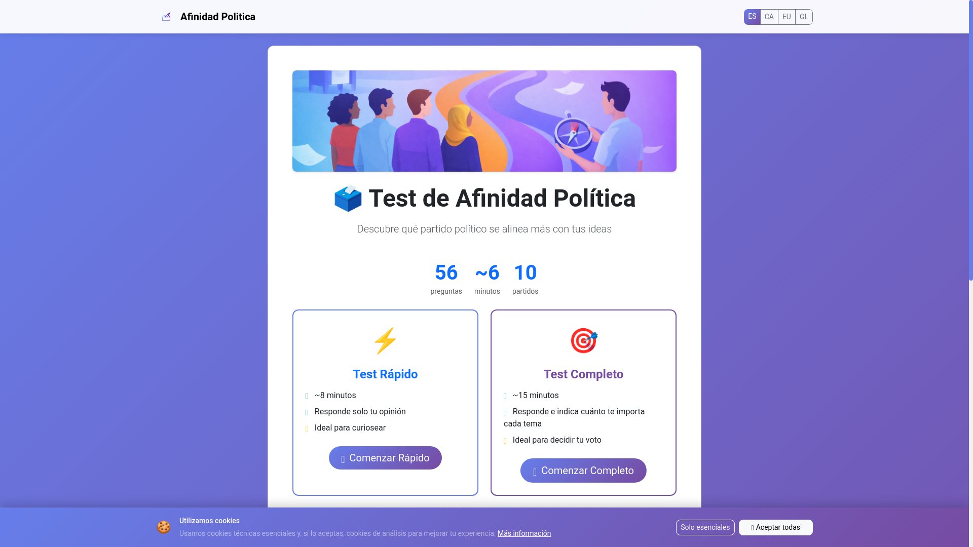 website screenshot of https://afinidadpolitica.es/