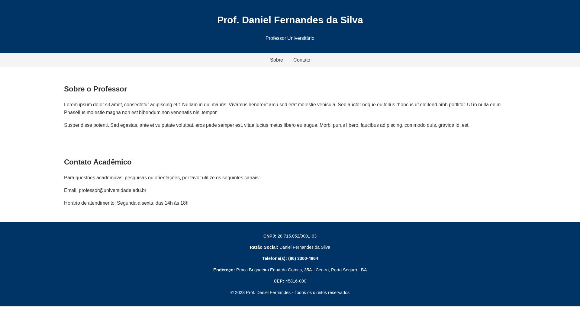website screenshot of https://danielfernades.shop/
