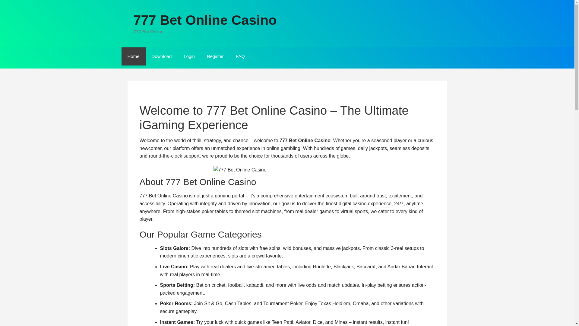 website screenshot of https://777betonlinecasino.net/