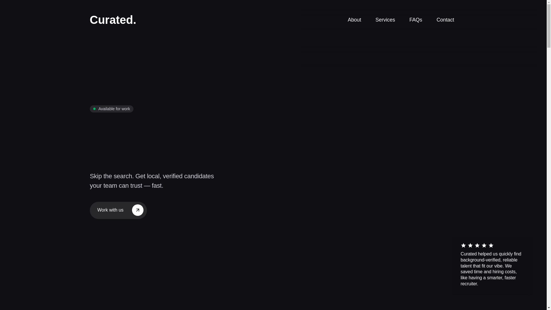 website screenshot of https://hirecurated.com/