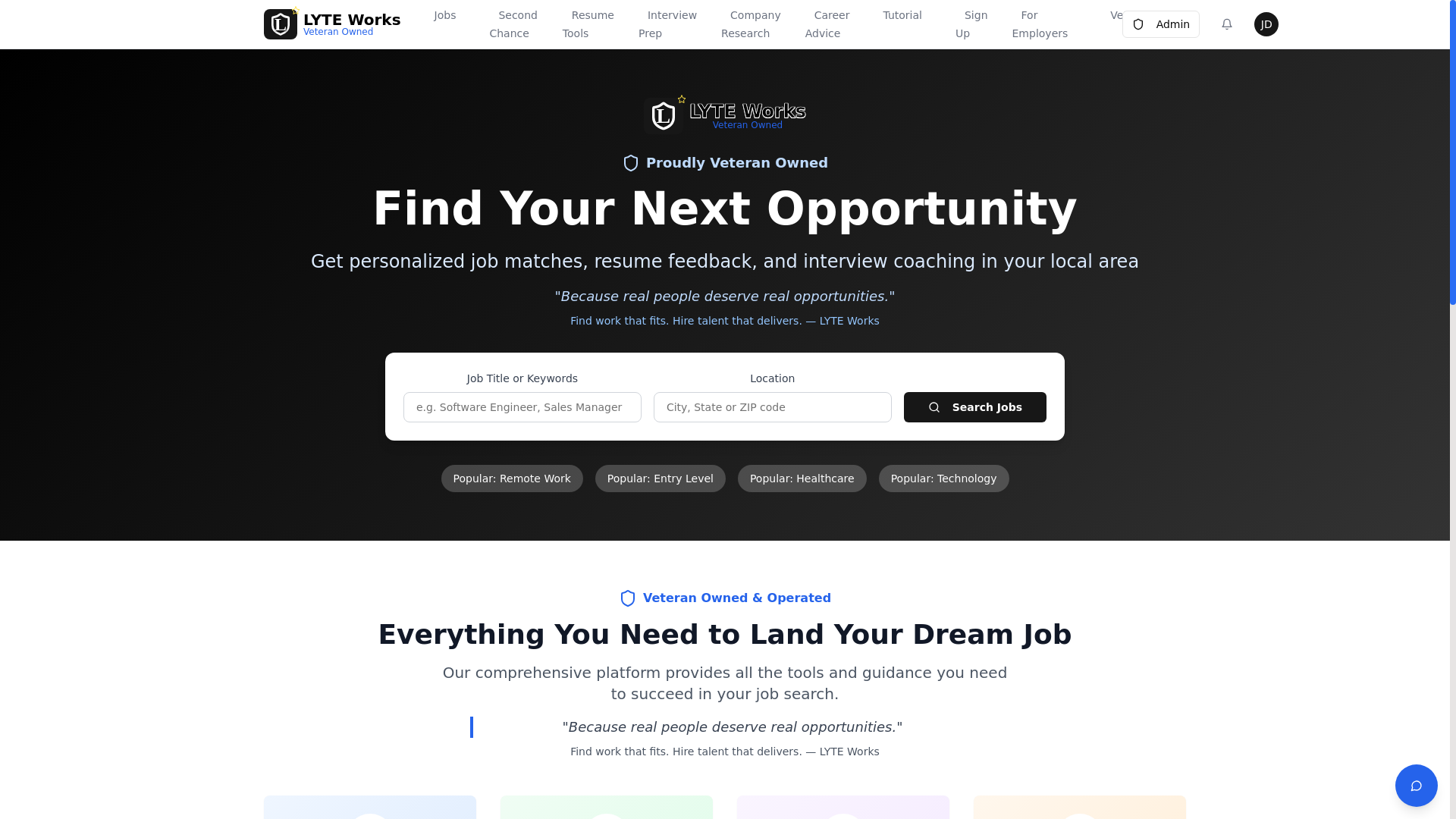website screenshot of https://lyteworksusa.org/