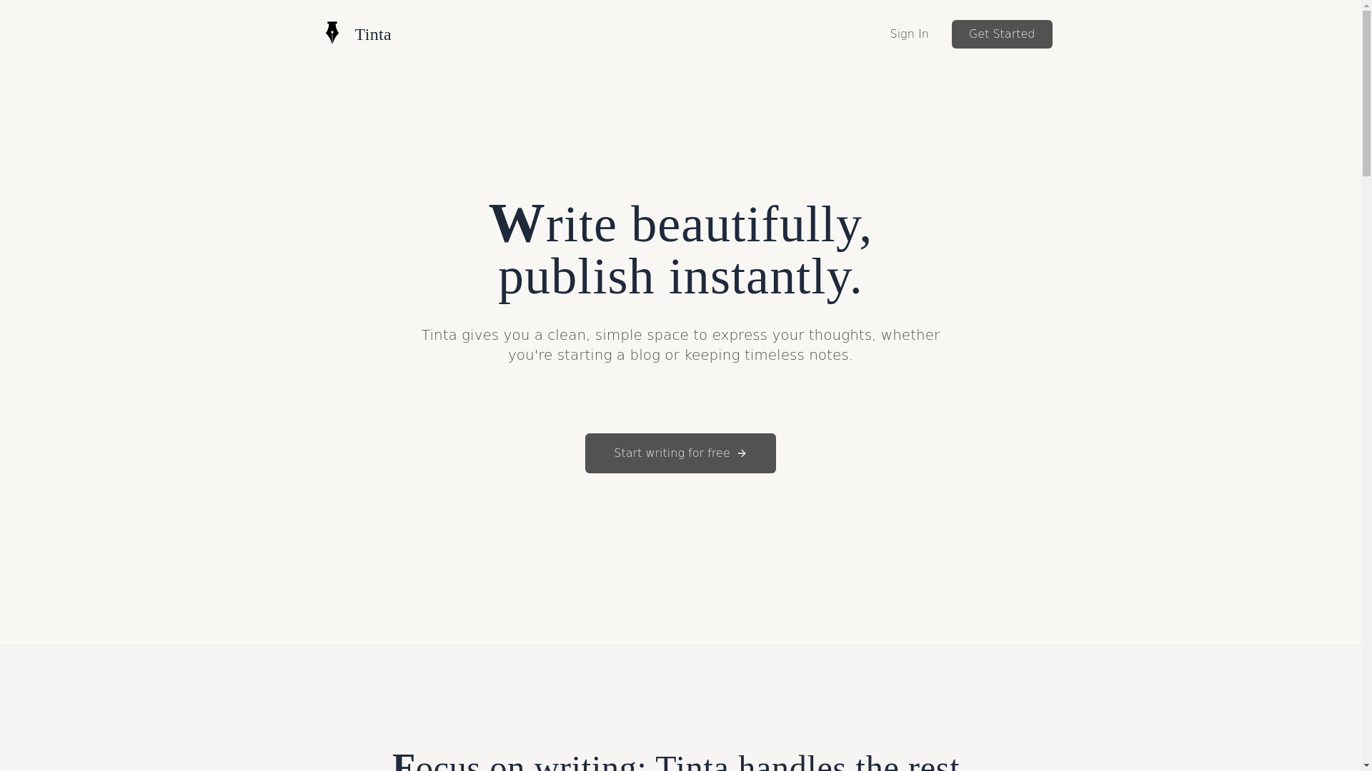 website screenshot of https://tinta-landing.pages.dev/