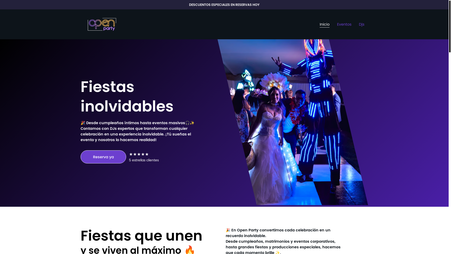 website screenshot of https://fiestasopenparty.com/