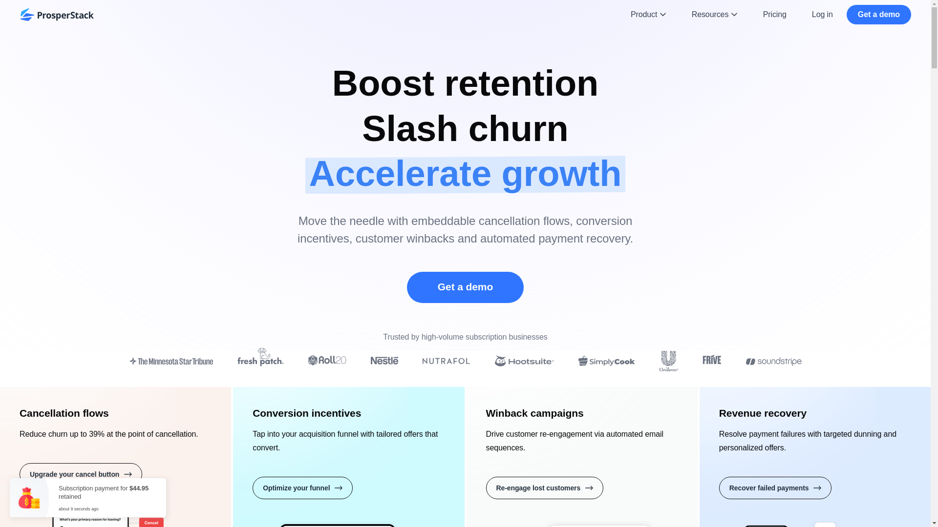 website screenshot of https://prosperstack.com/