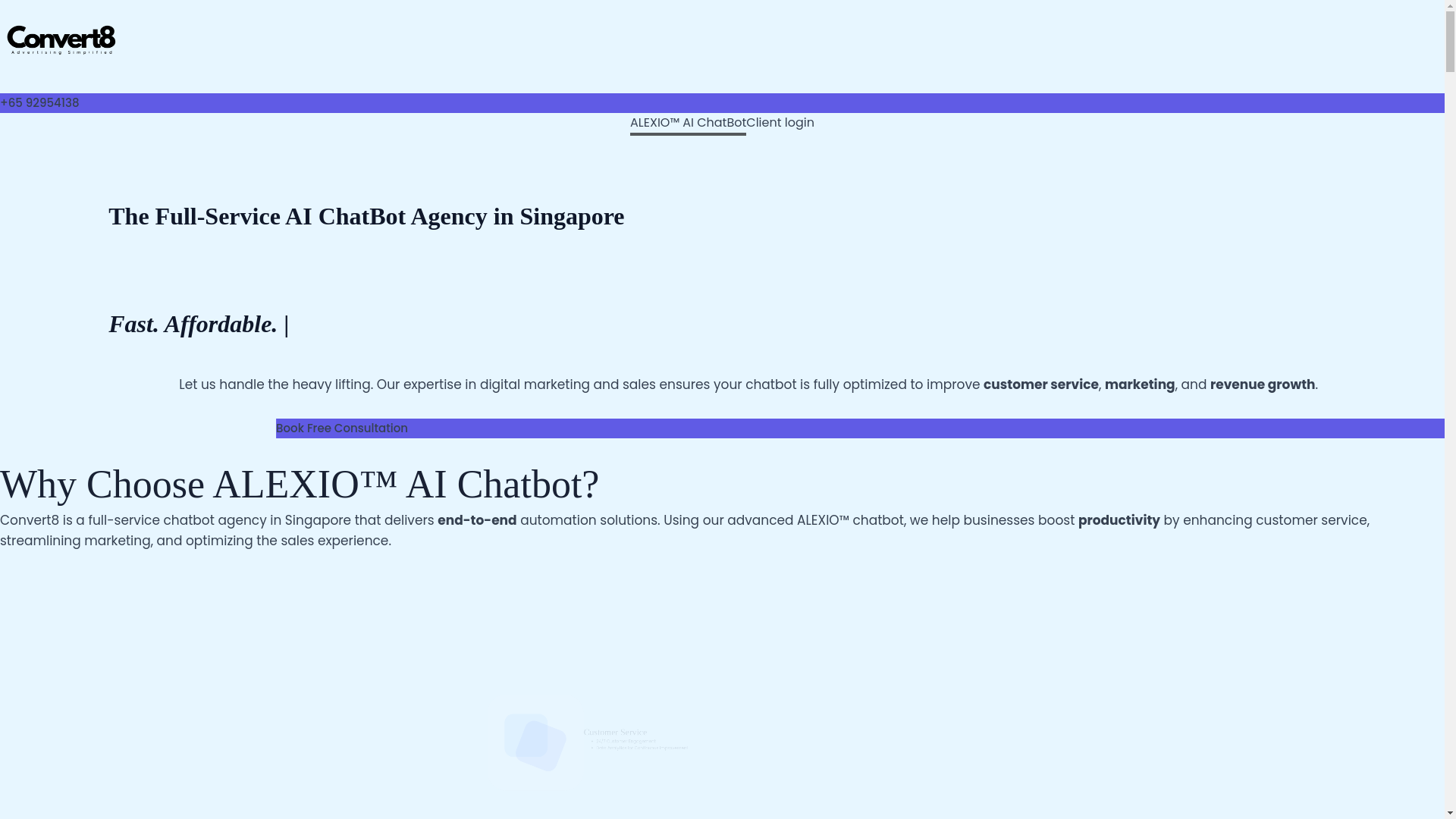 website screenshot of https://convert8.com.sg/