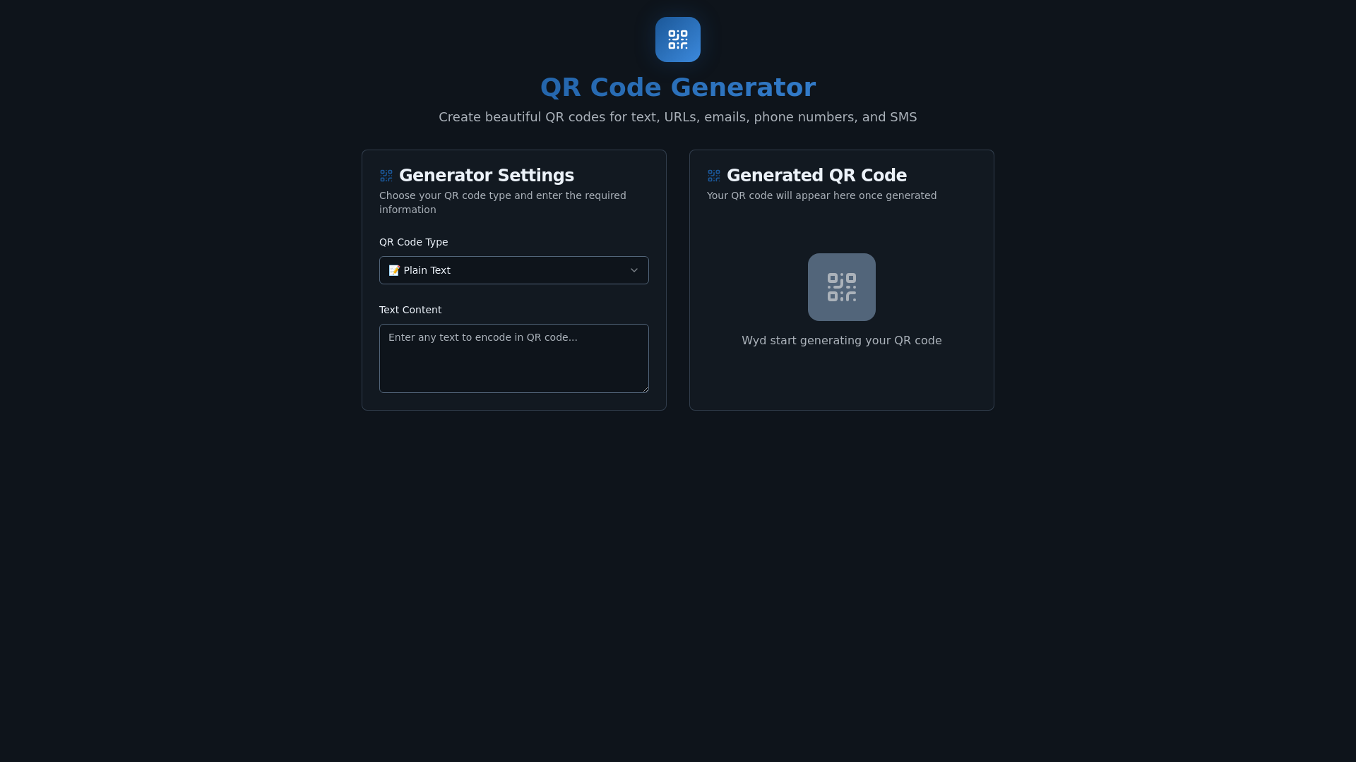 website screenshot of https://qrgensite.pages.dev/