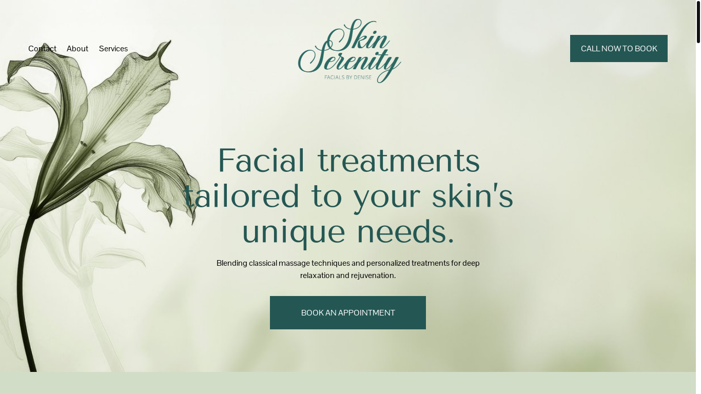website screenshot of https://skinserenityfacials.com/
