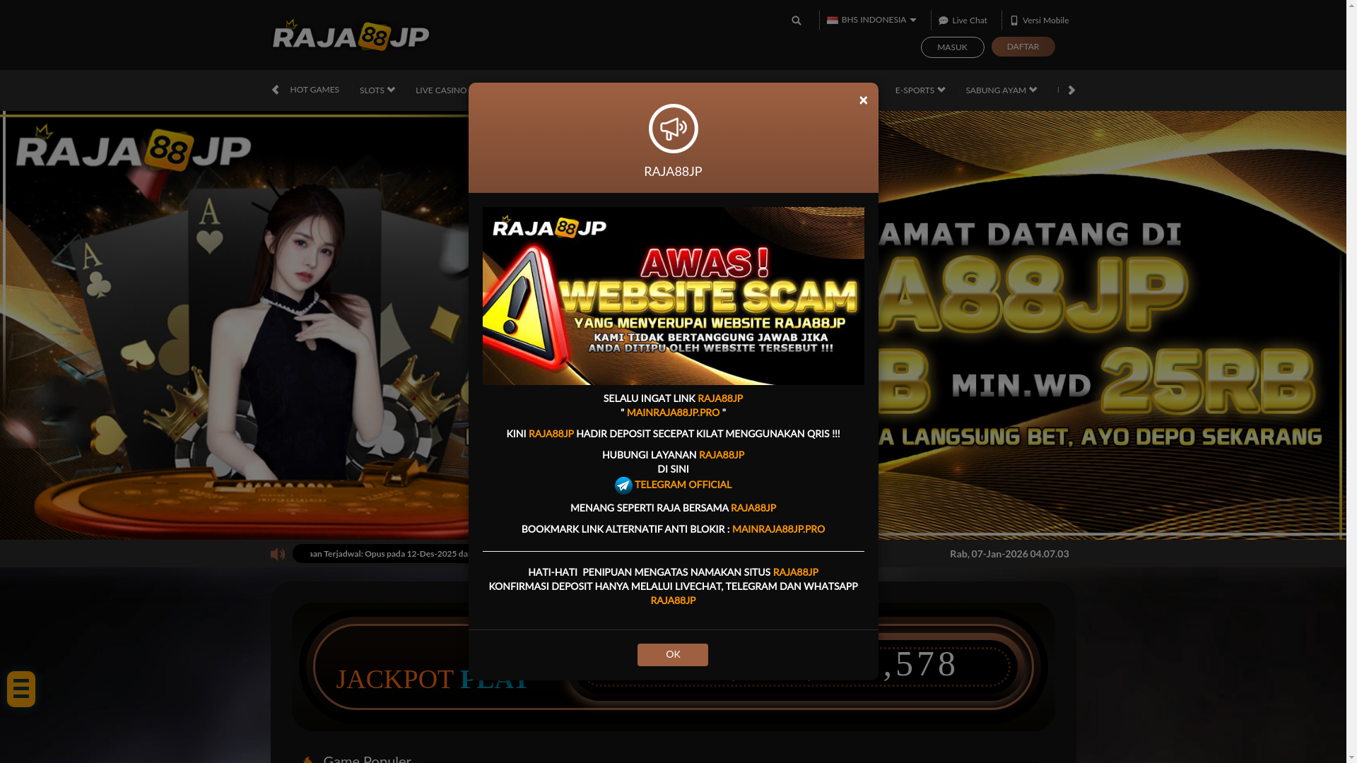 website screenshot of https://ingatraja88jp.guru/