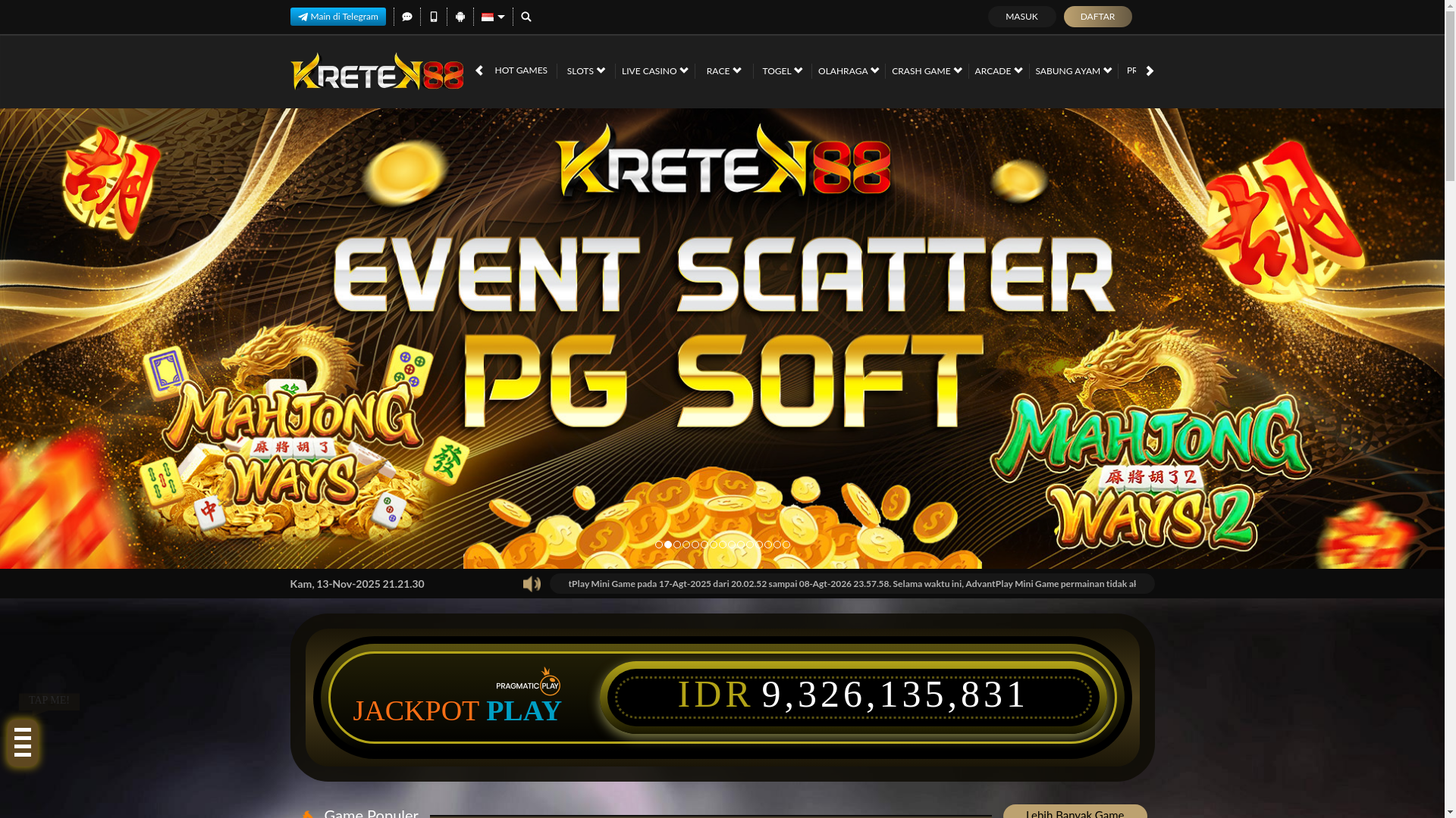 website screenshot of https://kretek-88.quest/