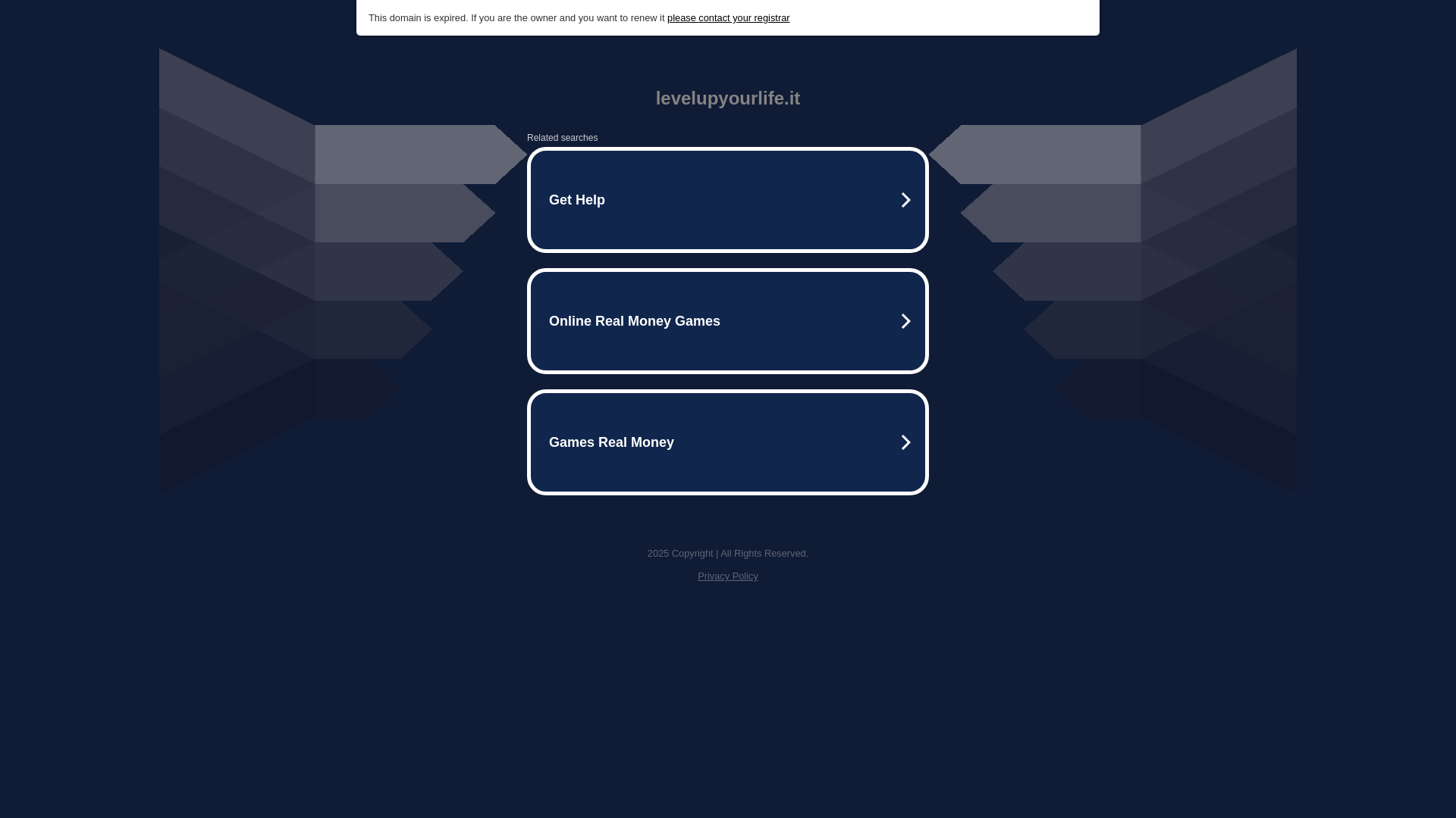 website screenshot of https://levelupyourlife.it/