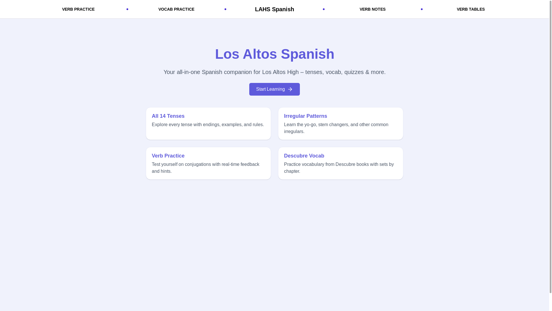 website screenshot of https://lahs-spanish.com/