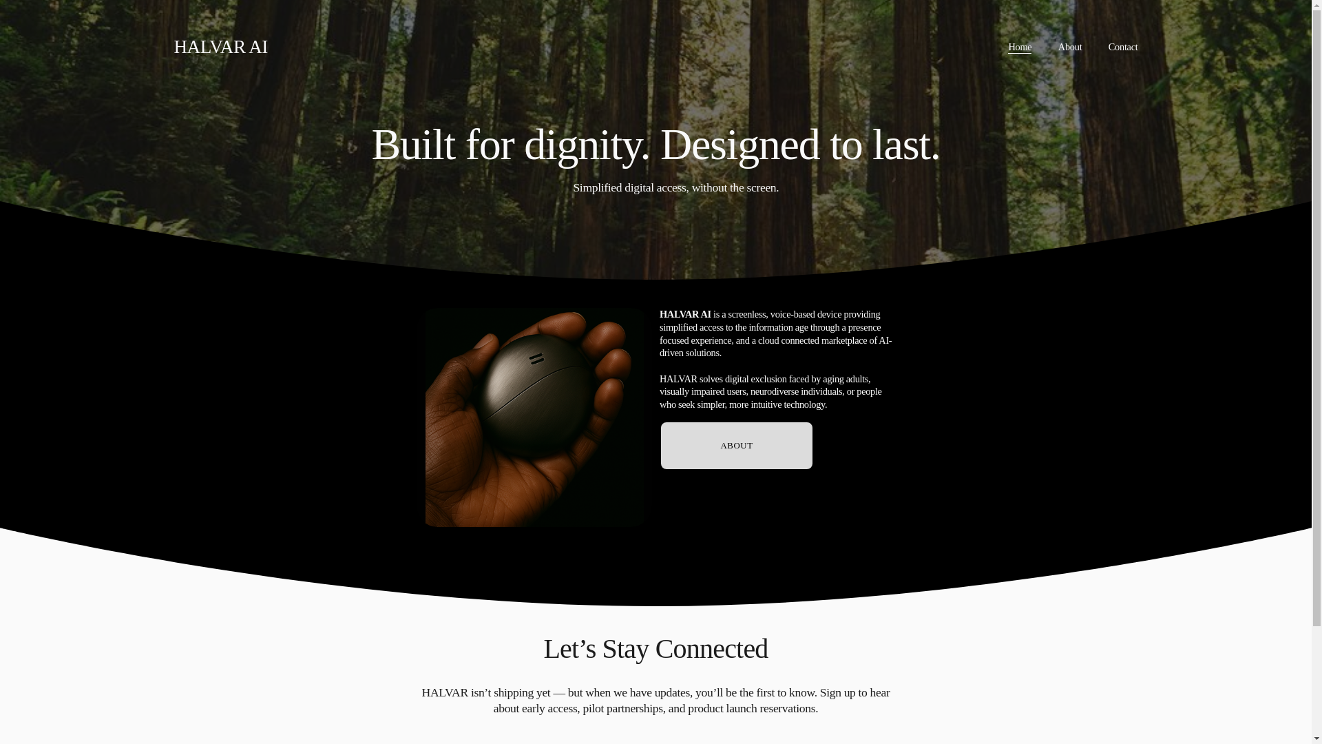website screenshot of https://halvarconnect.org/