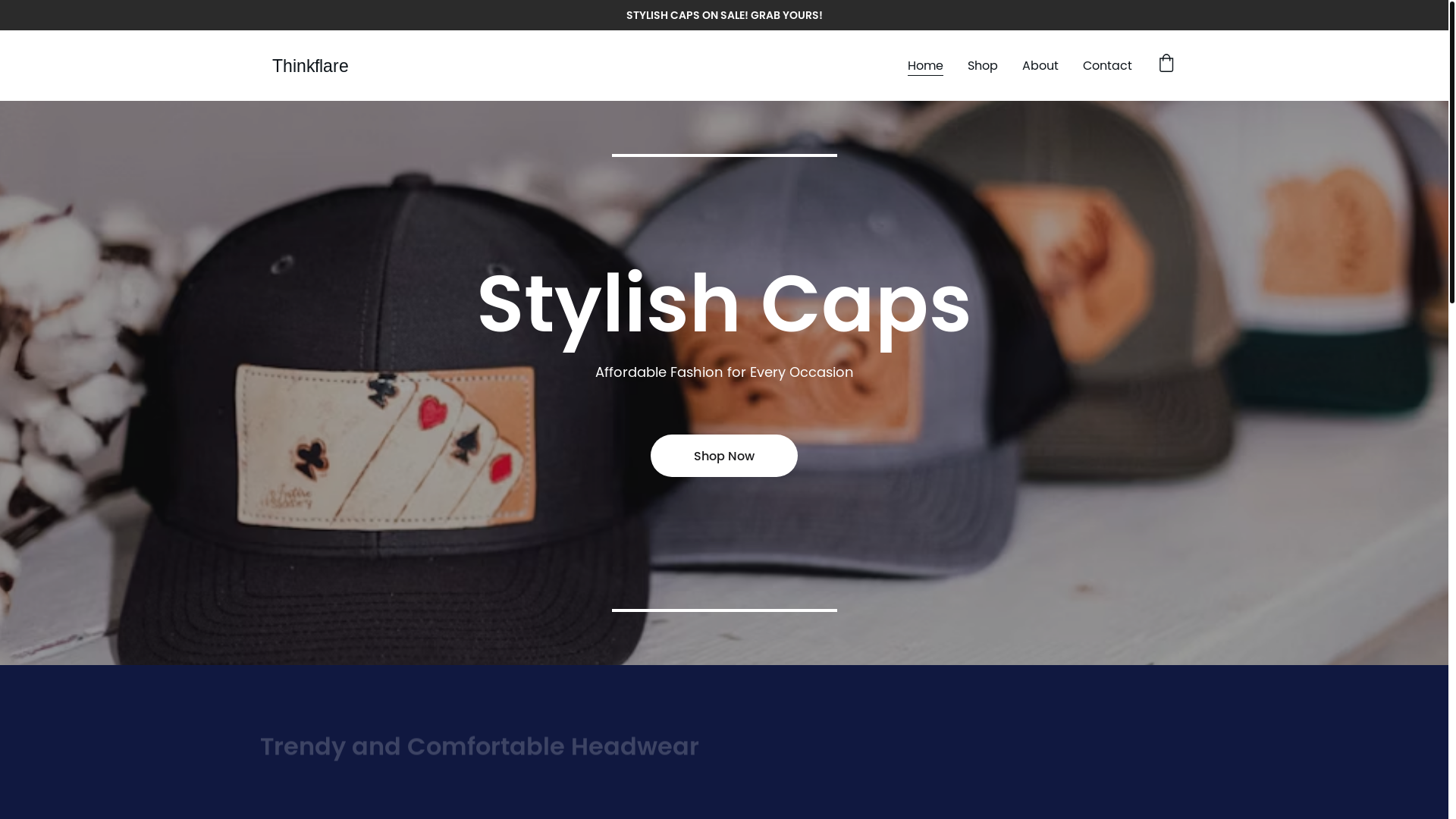 website screenshot of https://thinkflare.store/