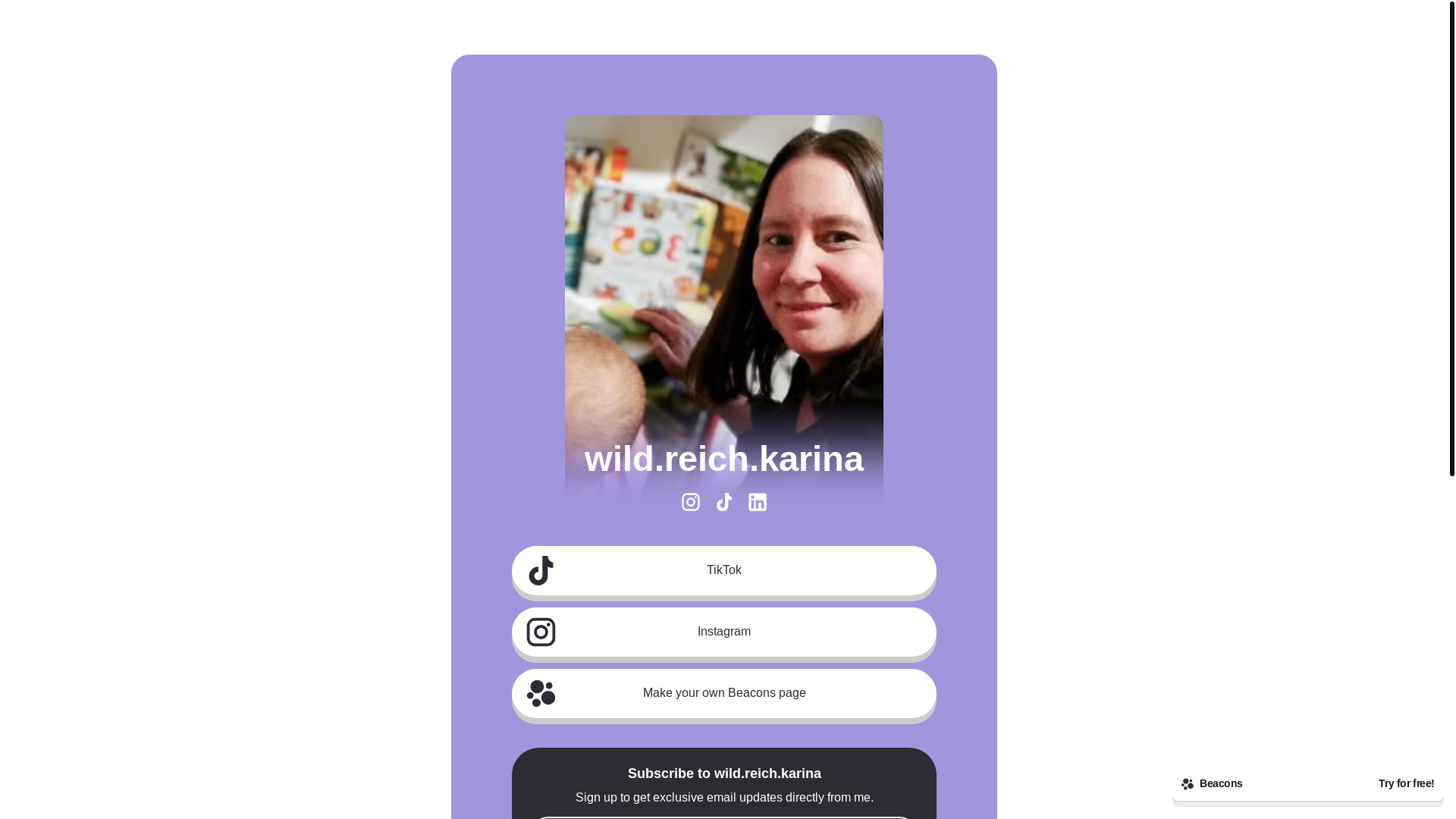 website screenshot of https://wildrichkarina.com/