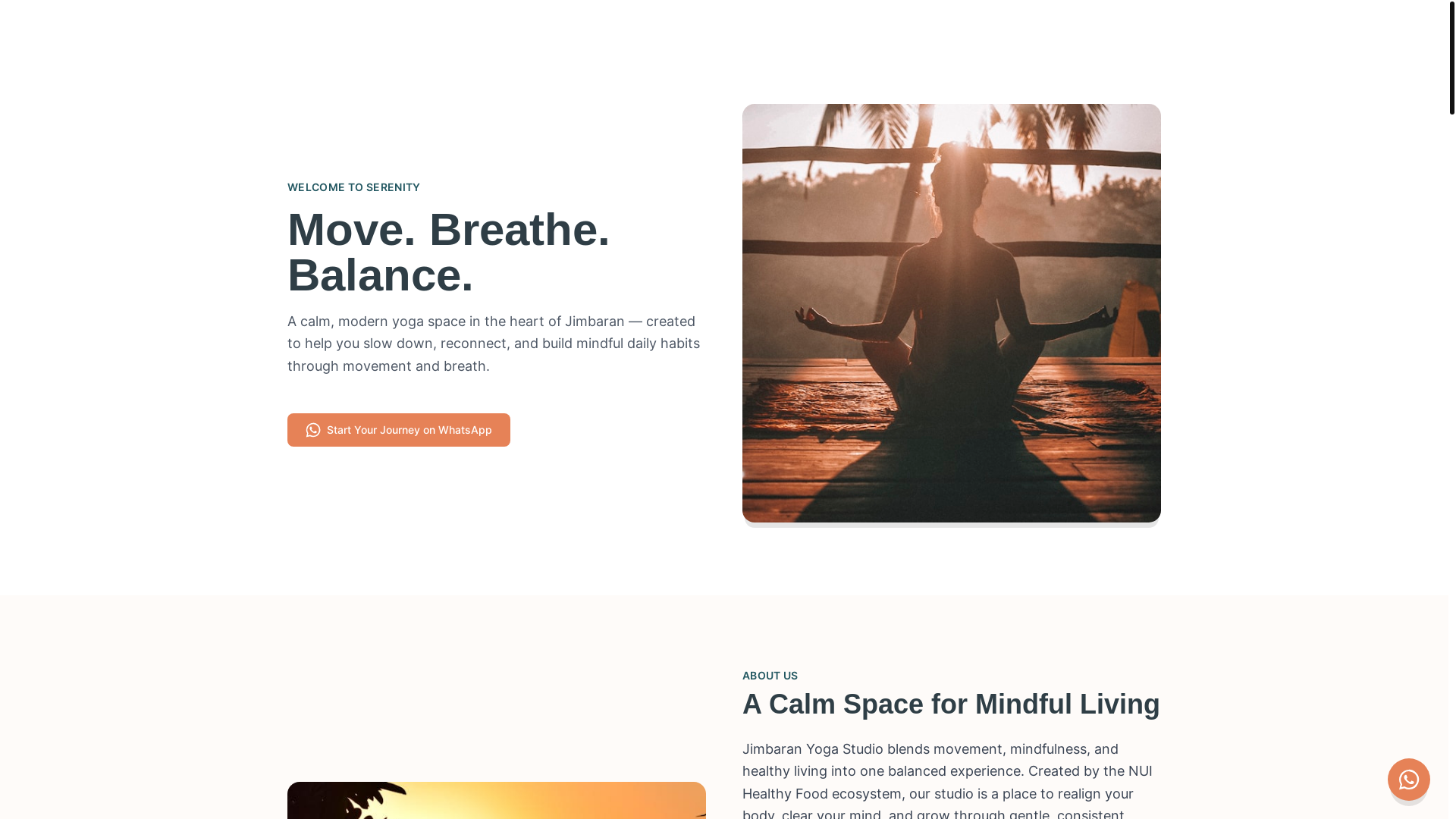 website screenshot of https://jimbaranyogastudio.com/