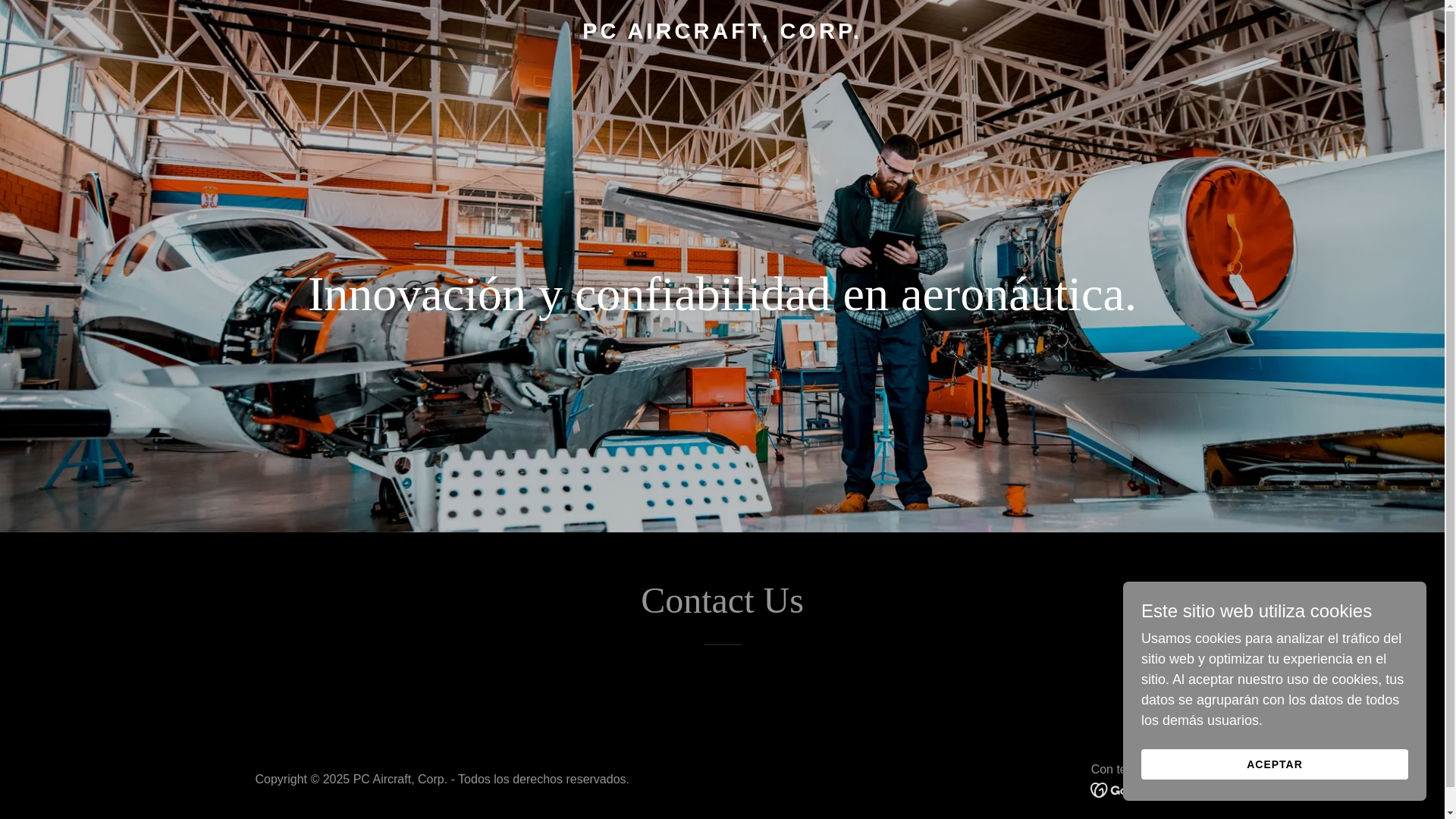 website screenshot of https://pcaircraftcorp.com/