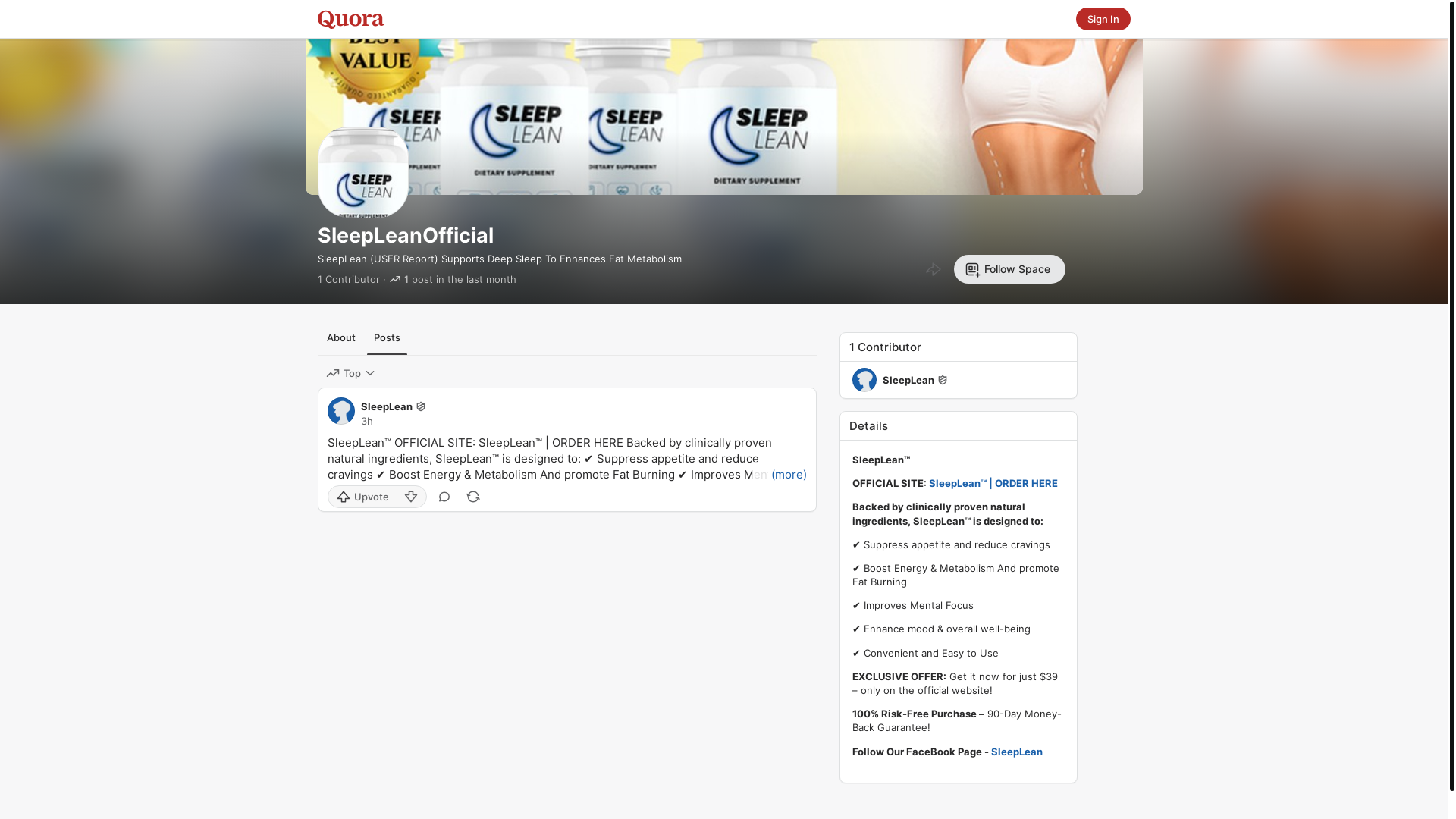 website screenshot of https://sleepleanofficial.quora.com/