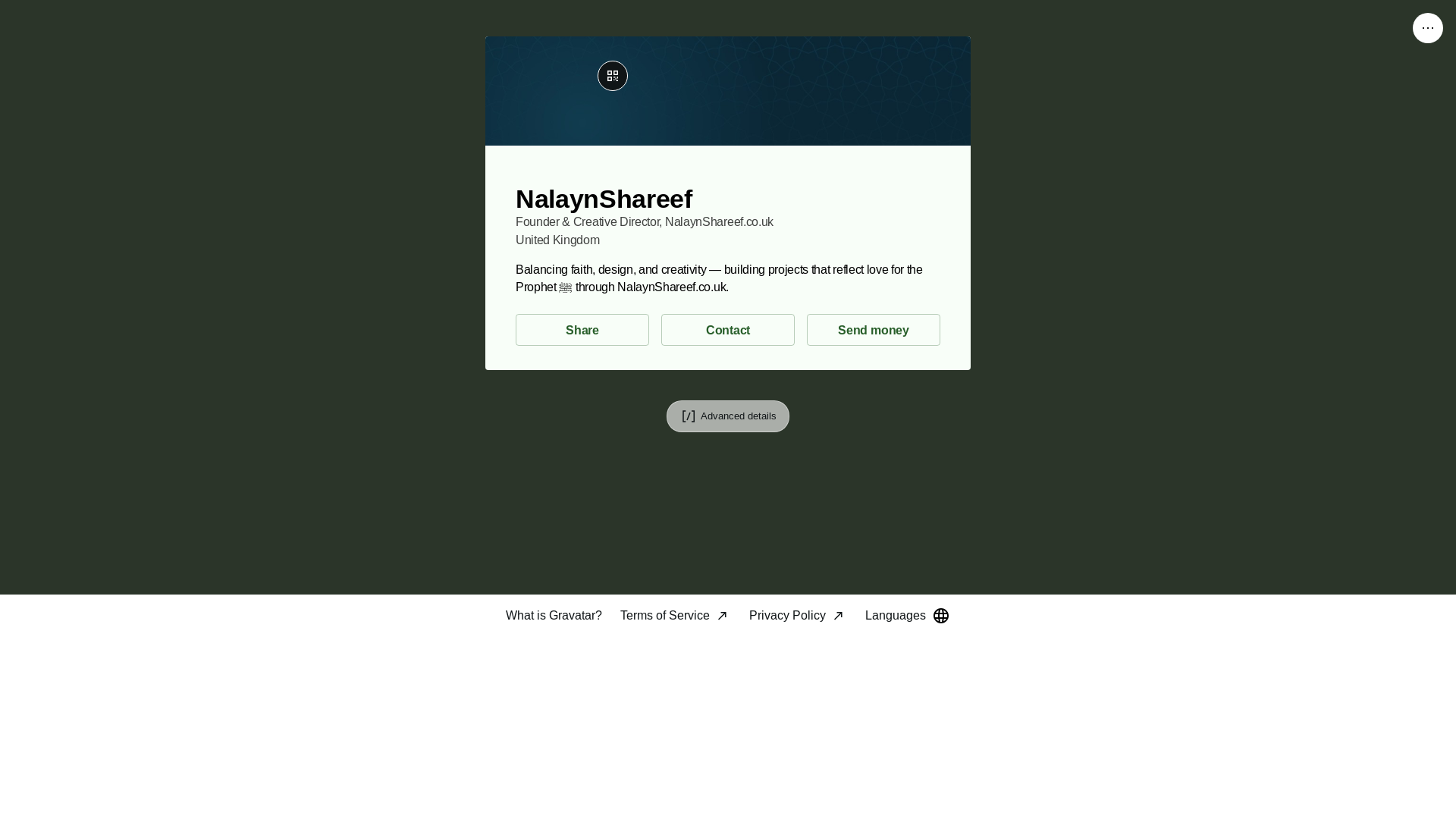 website screenshot of https://nalaynshareef.link/