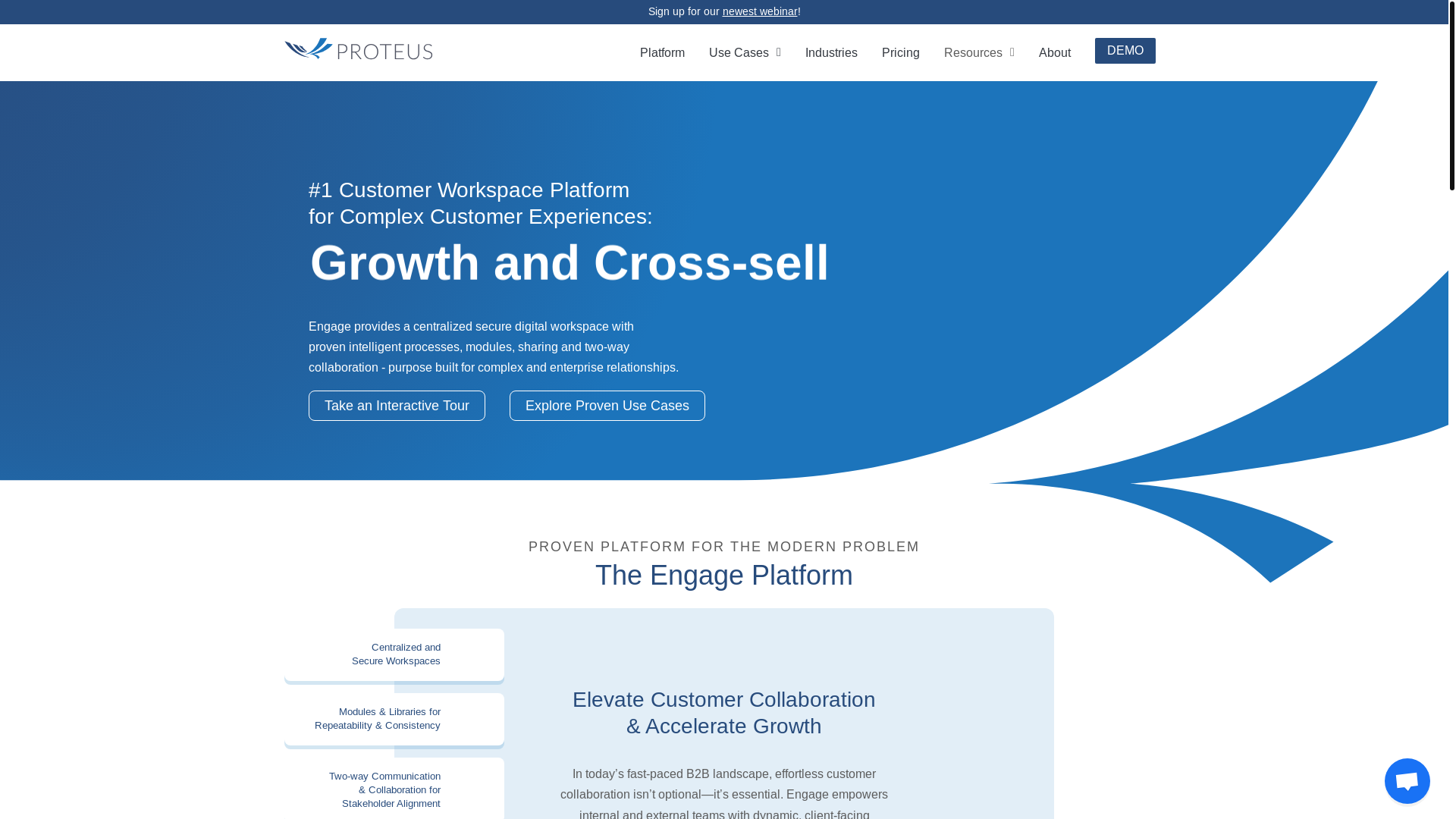 website screenshot of https://tryproteusengage.com/