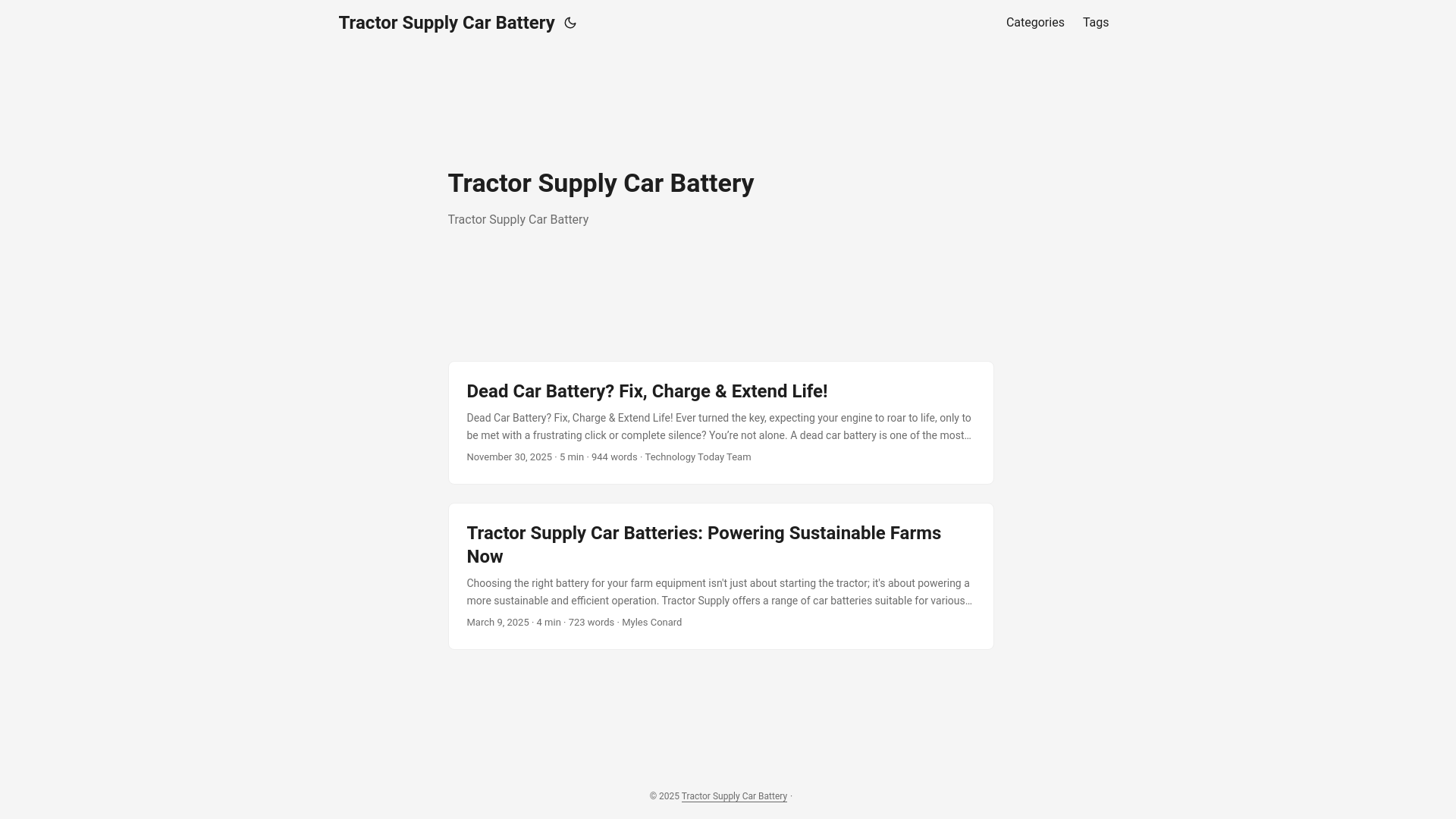 website screenshot of https://tractor-supply-car-battery.pages.dev/
