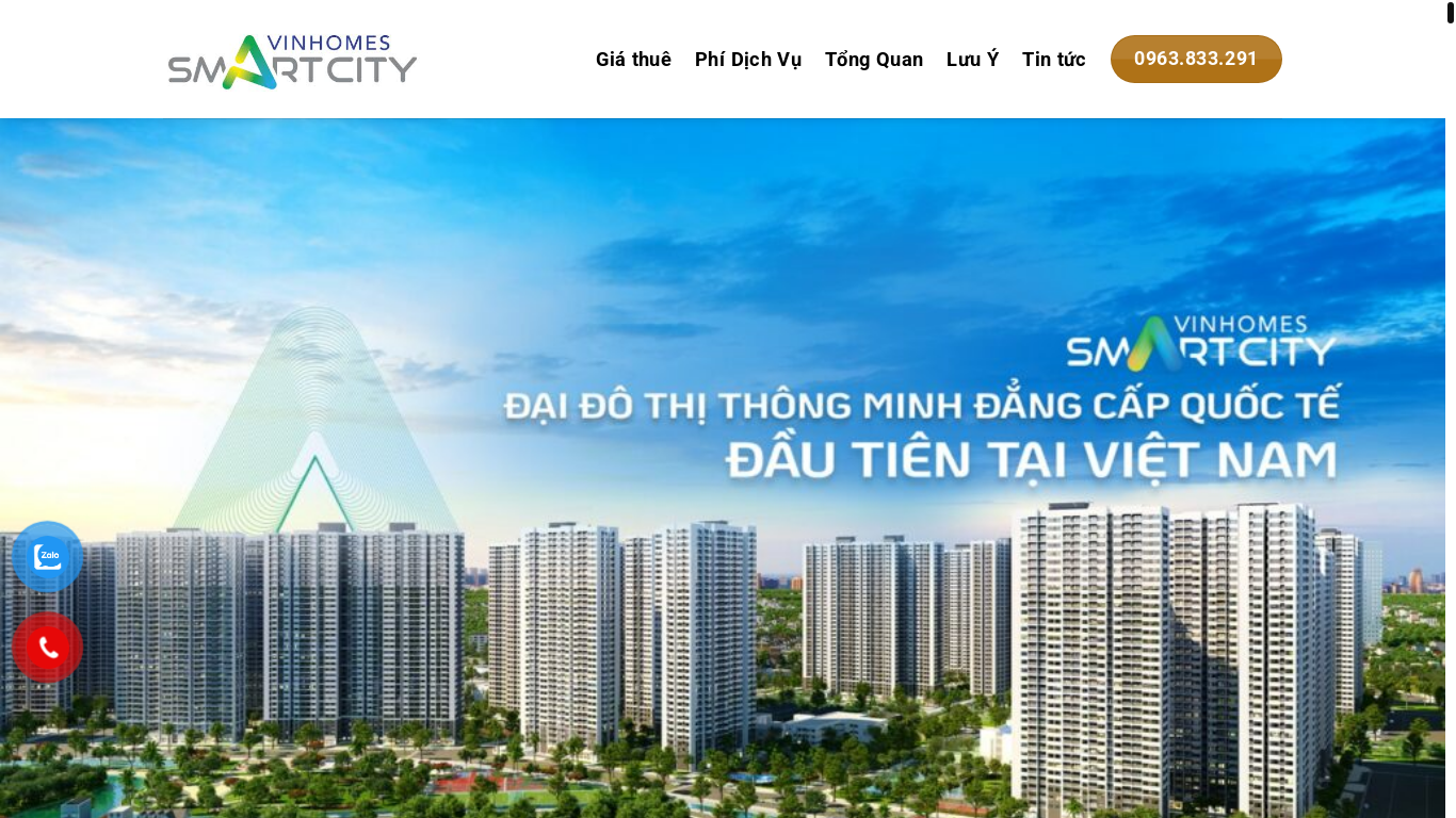 website screenshot of https://thuevinhomessmartcity.com/