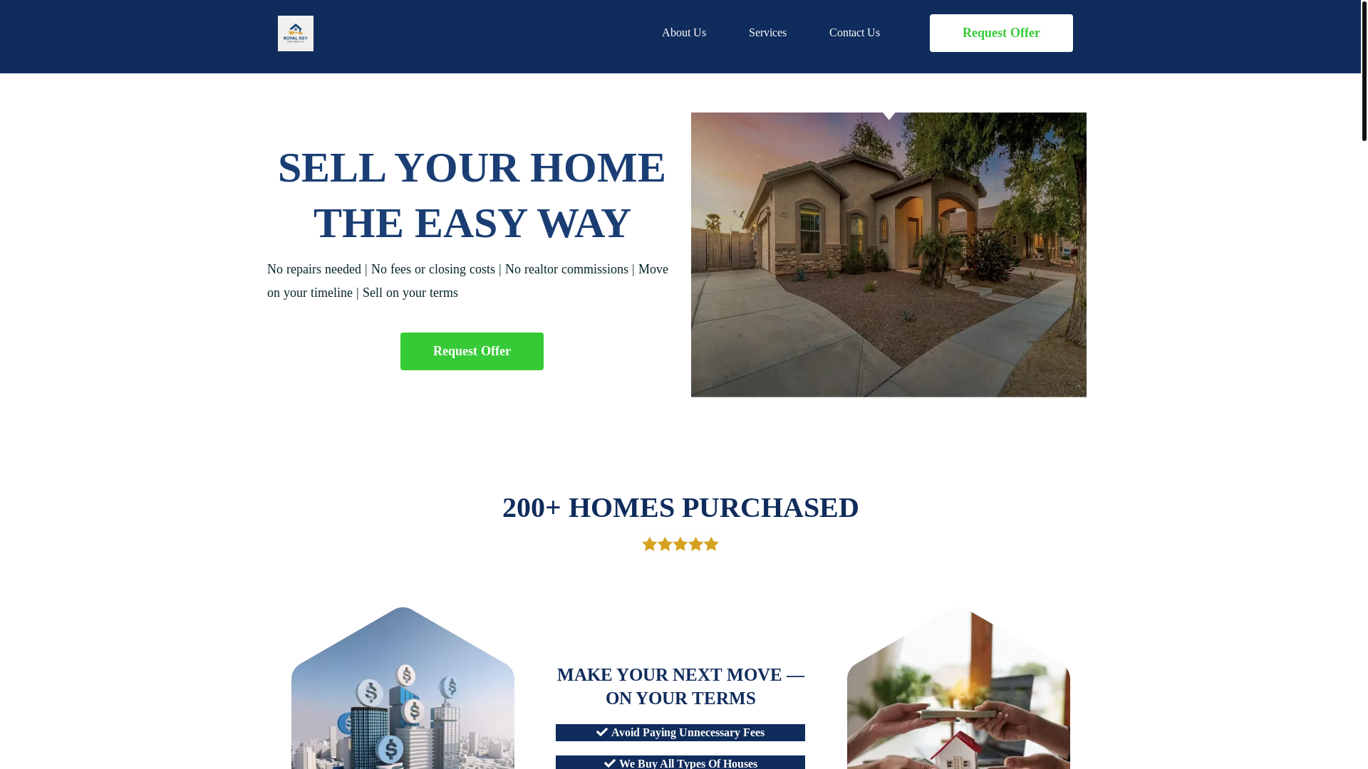 website screenshot of https://theroyalkeyventures.com/