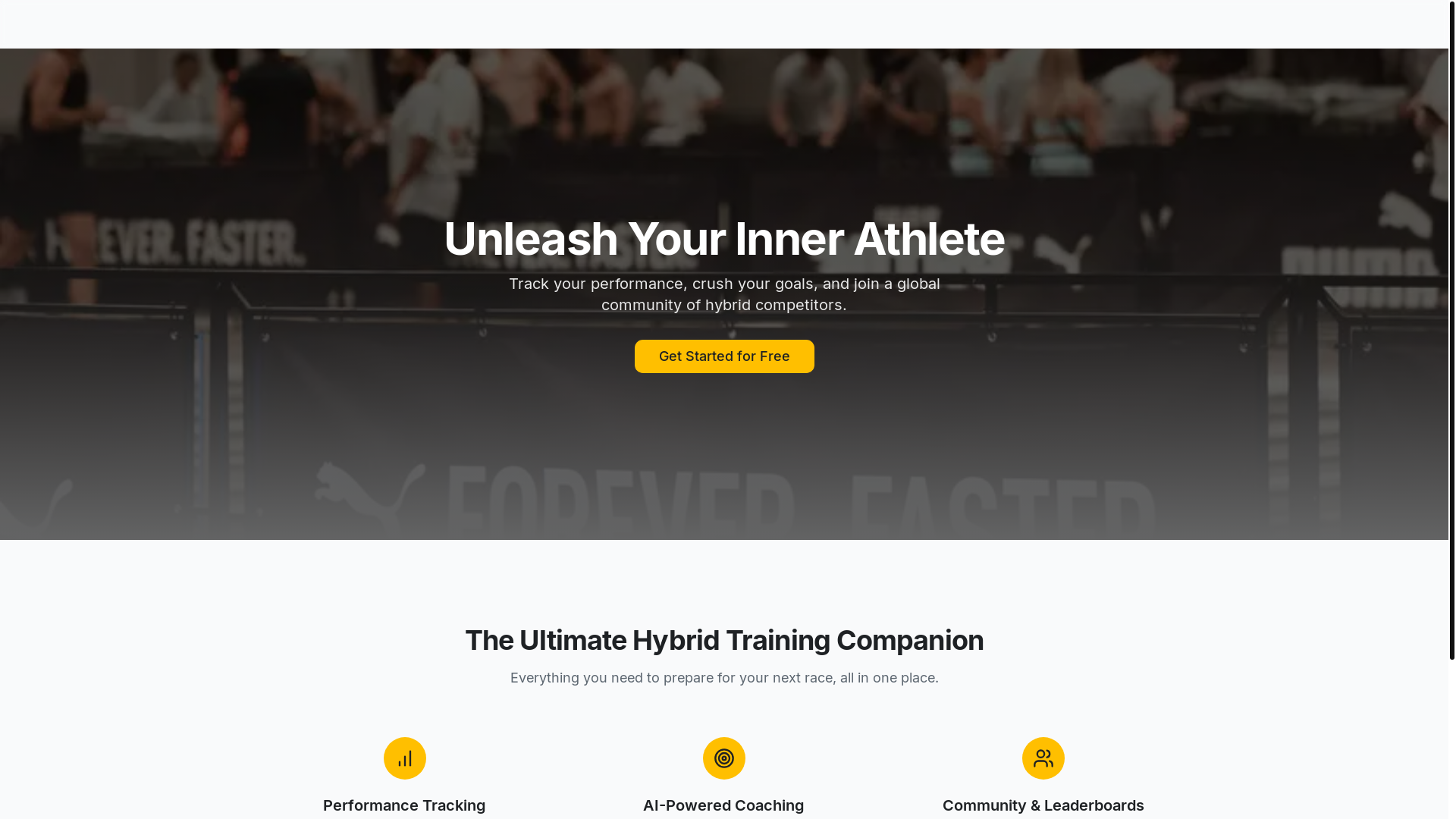 website screenshot of https://athletichive.app/