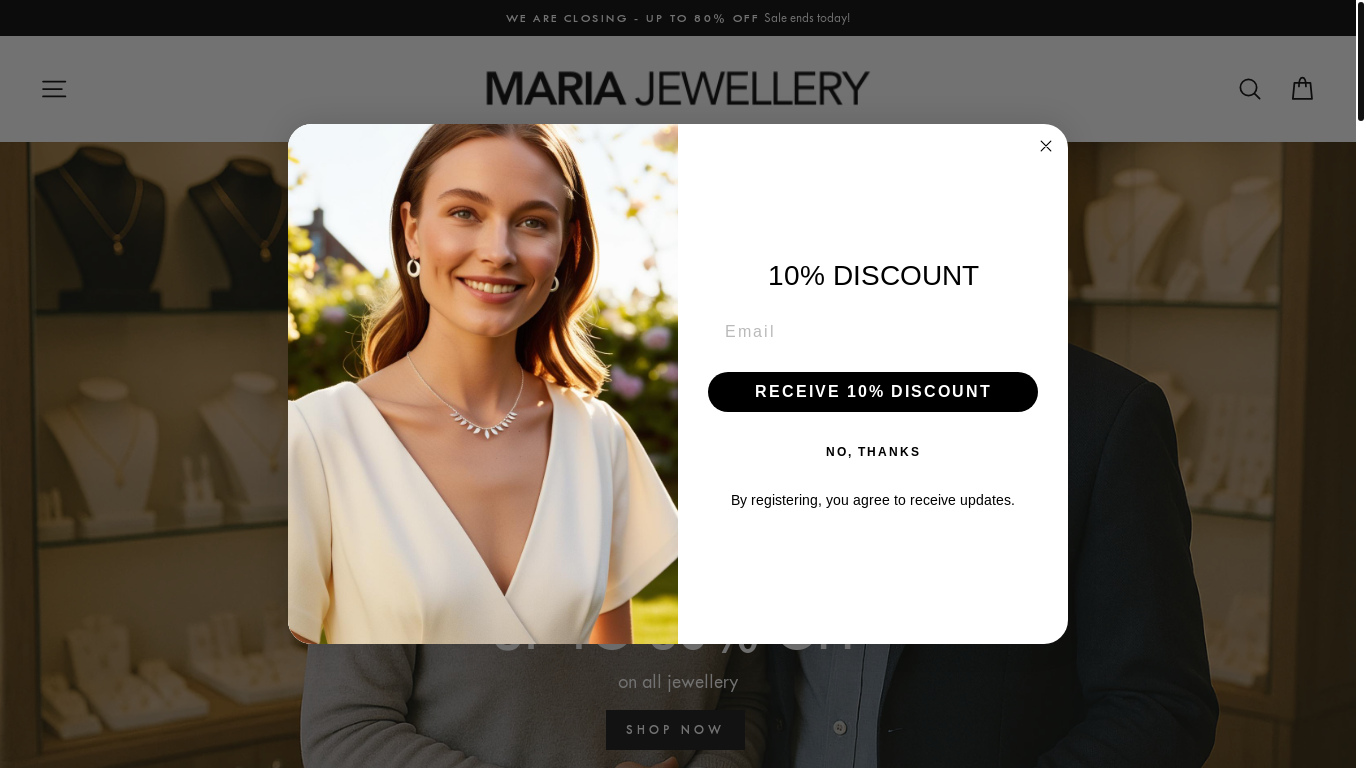website screenshot of https://maria-jewellery.co.za/