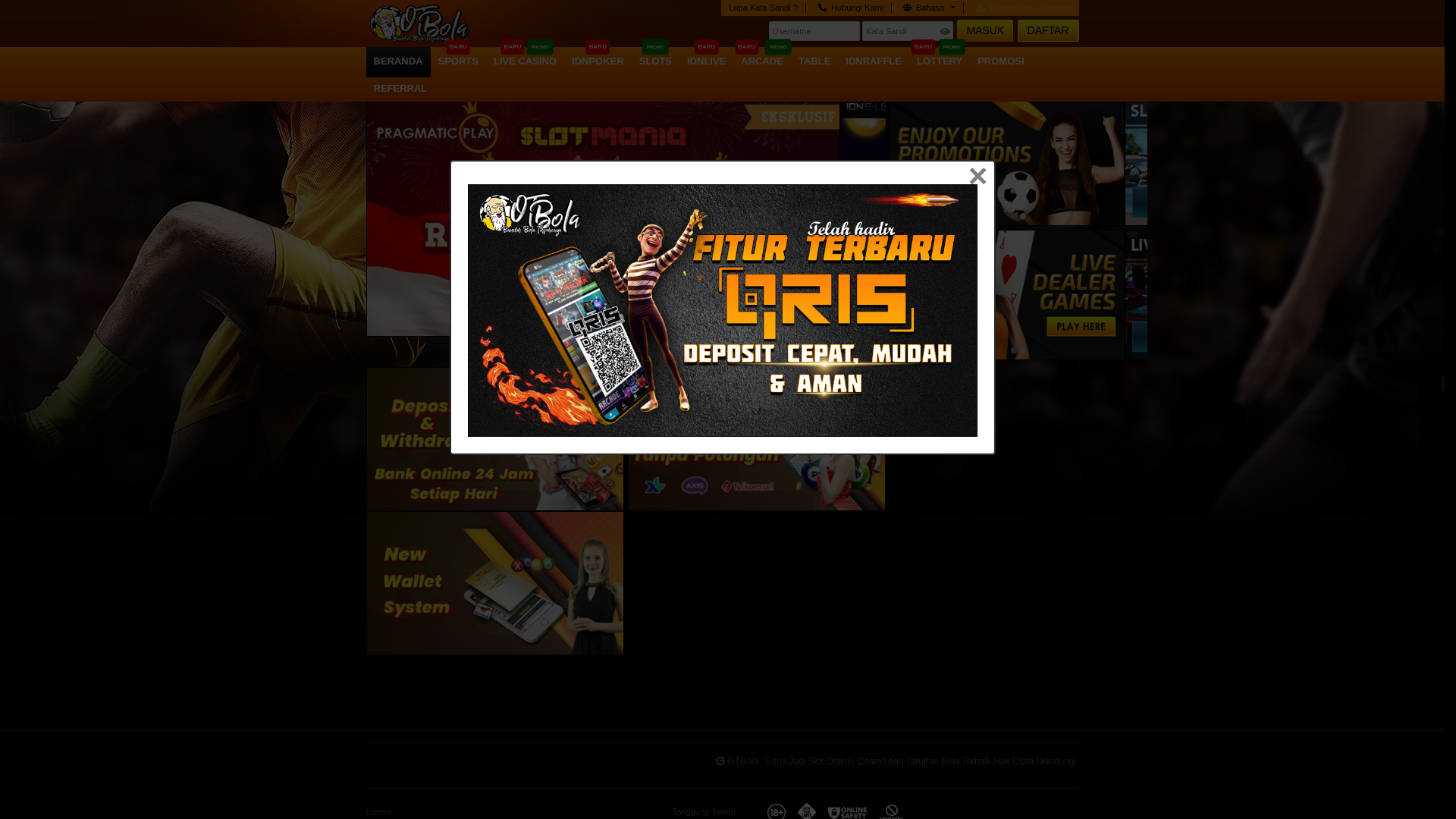 website screenshot of https://otbolagacor.online/