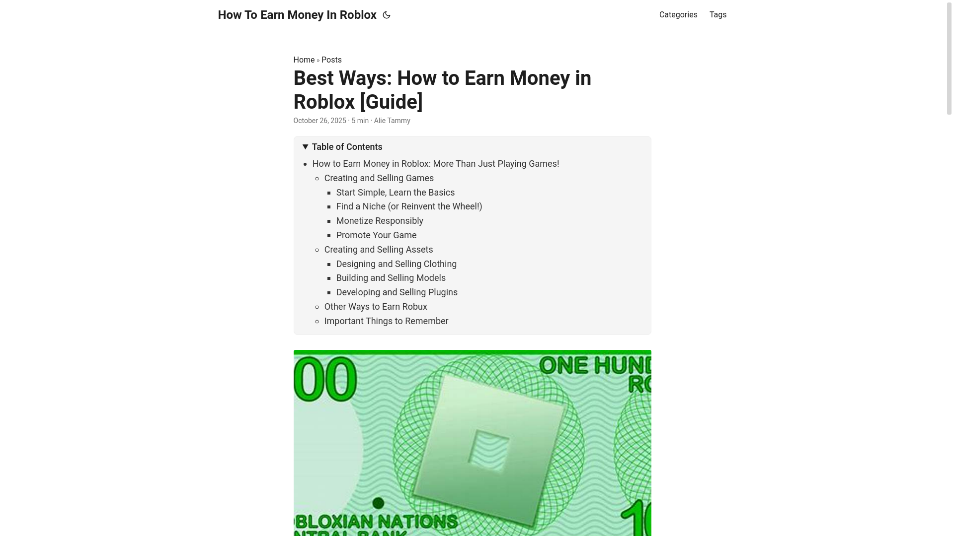 website screenshot of https://how-to-earn-money-in-roblox.pages.dev/